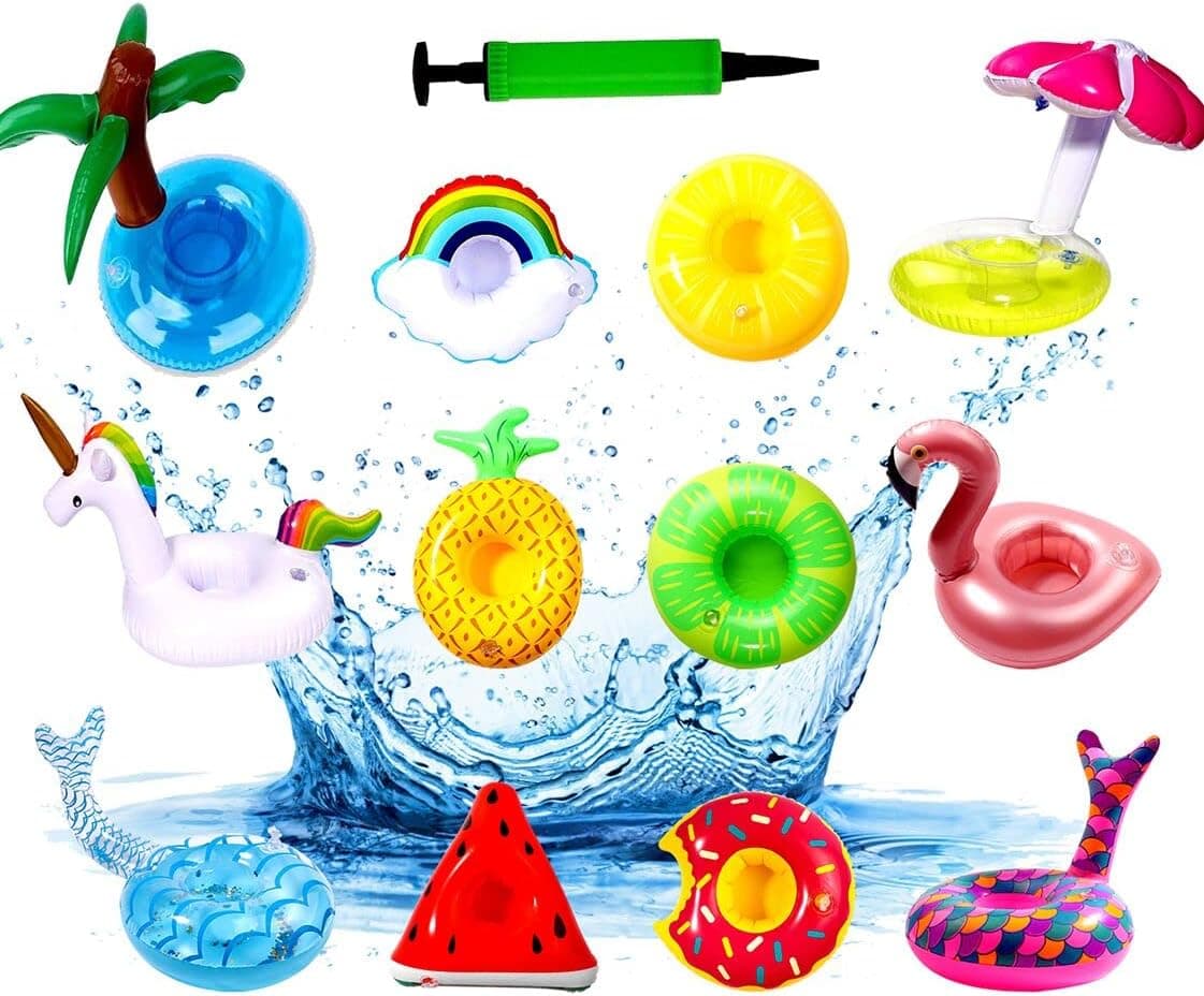 XIMISHOP 12pack Inflatable Drink Holder,Inflatable Cup Pool Drink Holder Floats Coasters for Summer Pool Party