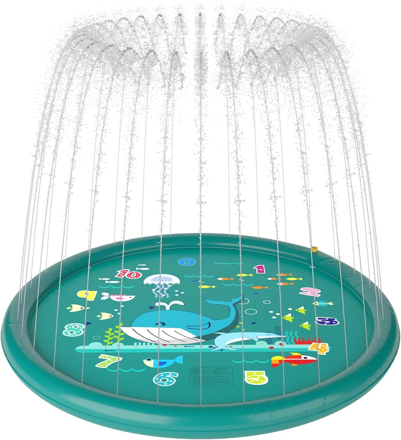 Auspicious beginning Splash Pad Water Toys for Kids Toddlers 68" Large, Sprinkler Play mat Outdoor for Ages 1 - 12 Years Old (Green)