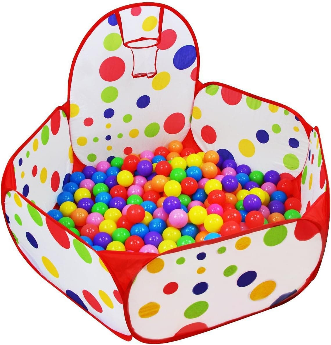 Dreampark Kids Ball Pit Playpen Ball Tent with Basketball Hoop and Zippered Storage Bag for Toddlers, 3.93 ft/120cm (Balls not Included)