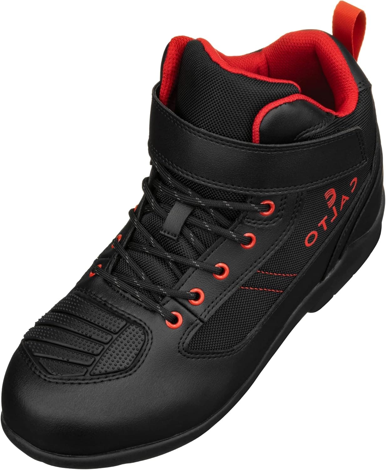 CALTO Men's Invisible Height Increasing Elevator Shoes - Leather Lightweight Lace-up High-Top Motorcycle Sneaker Boots - 3.2 Inches Taller