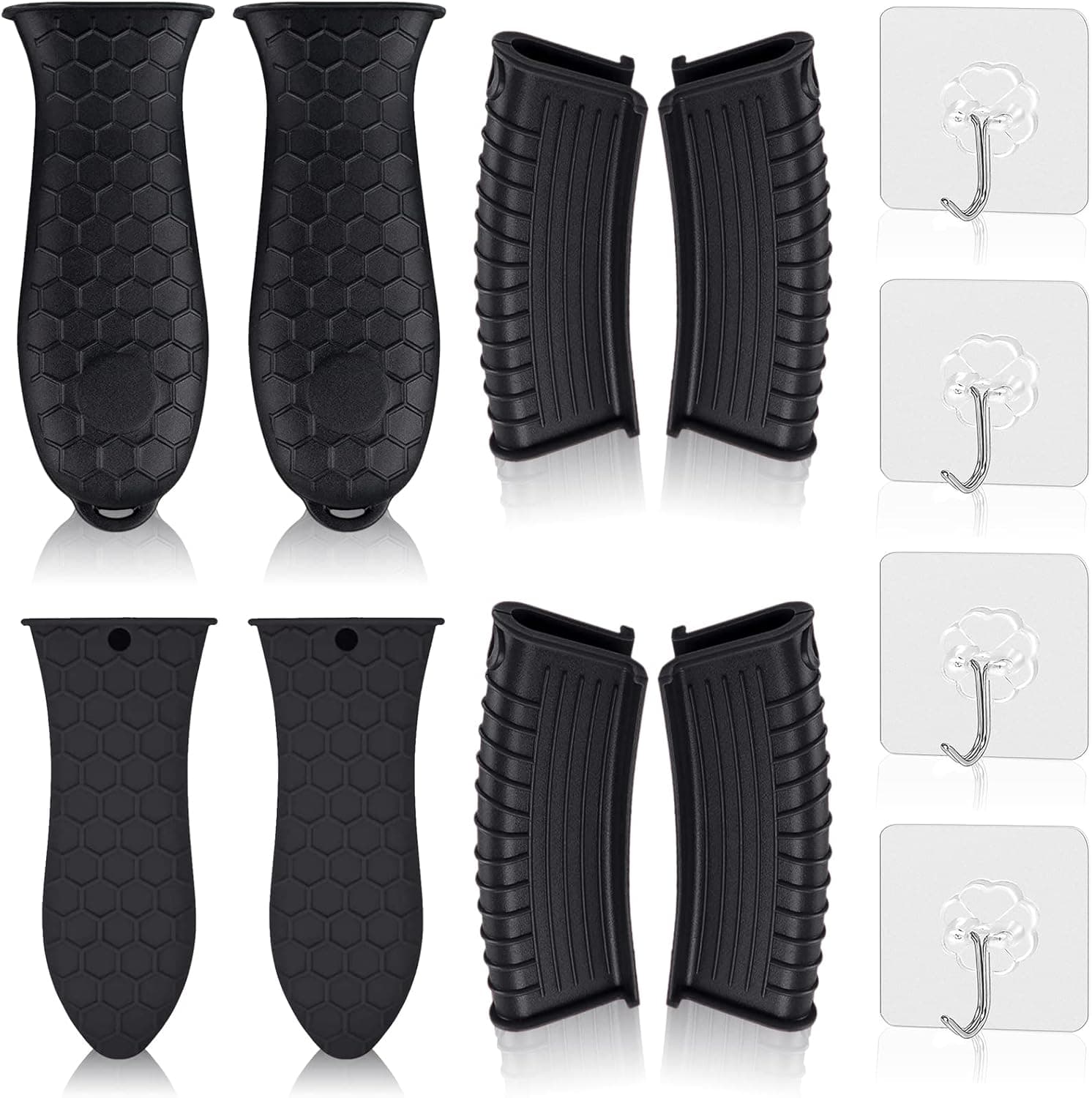 Silicone Pot Holders for Heat Resistant， Scettar 8 PCS Non Slip Pot Handle Covers Assist Pot Pan Handle Holder Rubber Pot Sleeve Grip Cookware Handle for Frying Cast Iron Skillet Metal Pan