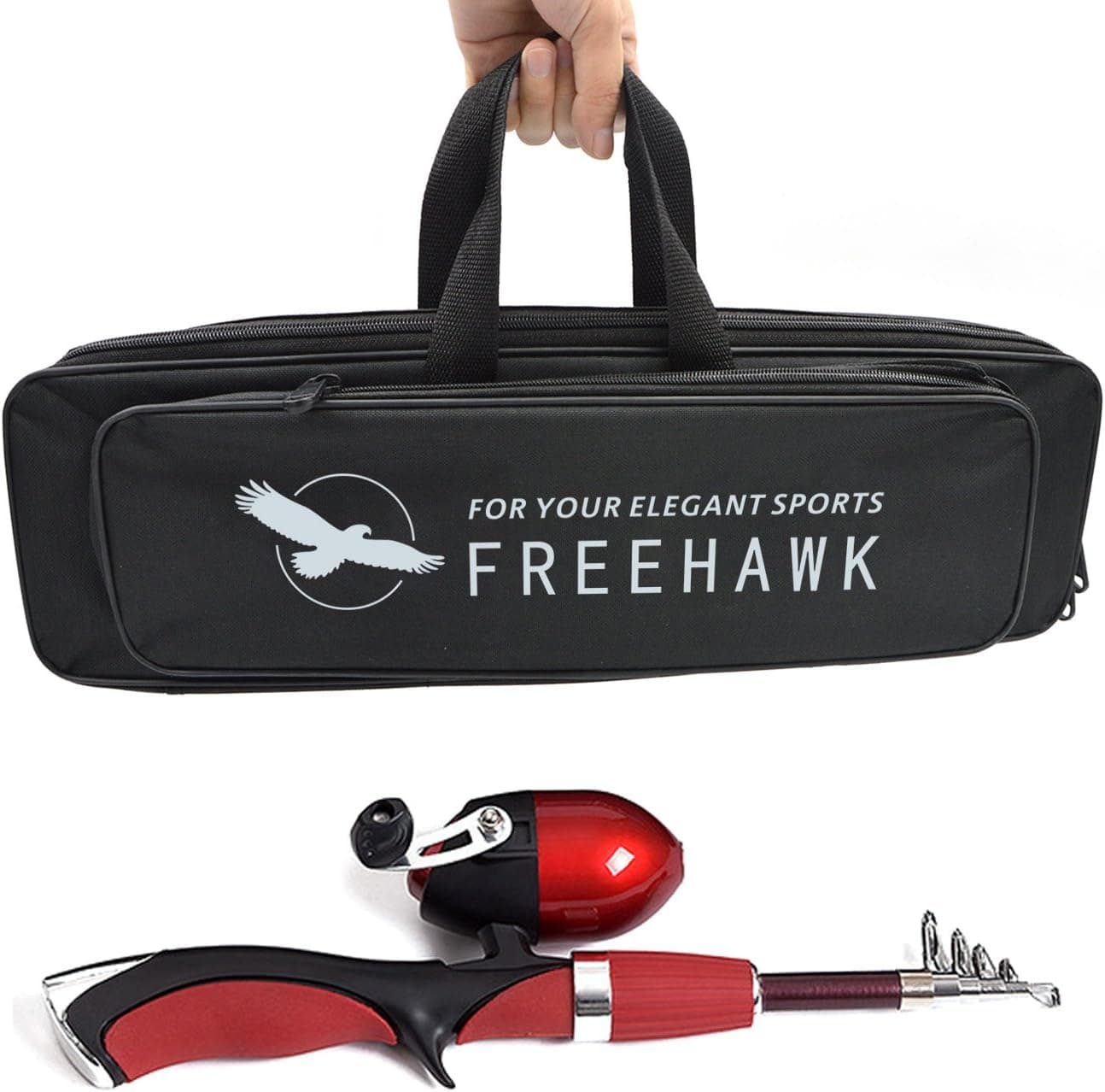 Fishing Reel Rod Bag 3 Set, Rod Reel Combos,SupplyPro Spinning Travel Kit,Mini Fishing Rod Pole and Reel with Carrying Bag(Rod Reel Bag)