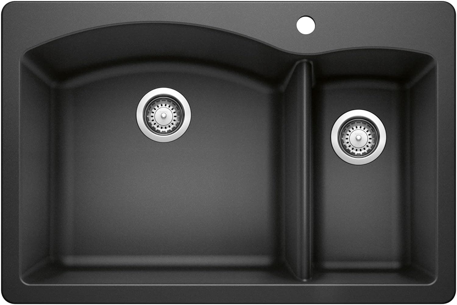 BLANCO 440199 Diamond Silgranit 70/30 Double Bowl Drop-in/Undermount Kitchen Sink, 33" L x 22" W x 9.5" D, Anthracite