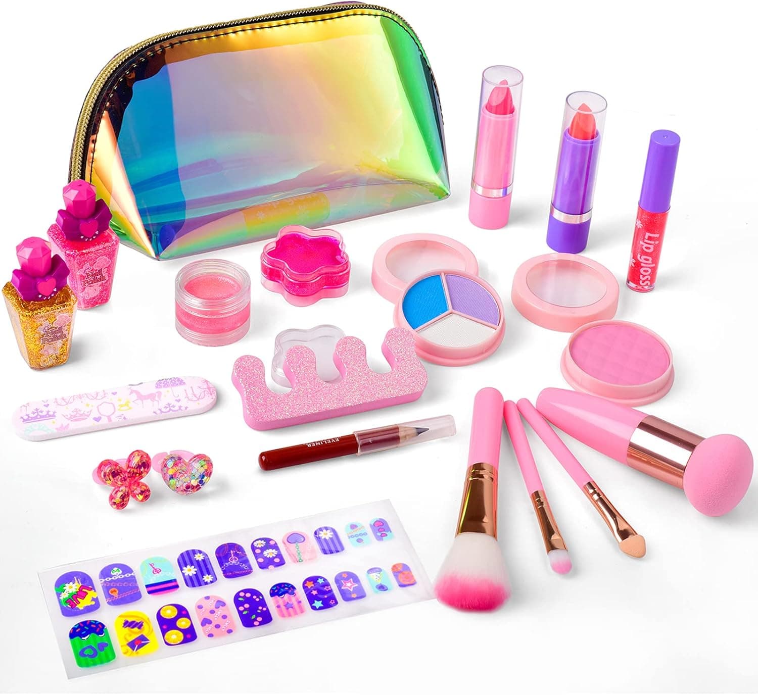 Kids Makeup Kit for Girl, balnore 21 Pcs Makeup Kit for Kids Washable Real Makeup Set with Cosmetic Bag, Real Cosmetic Beauty Set for Little Girls