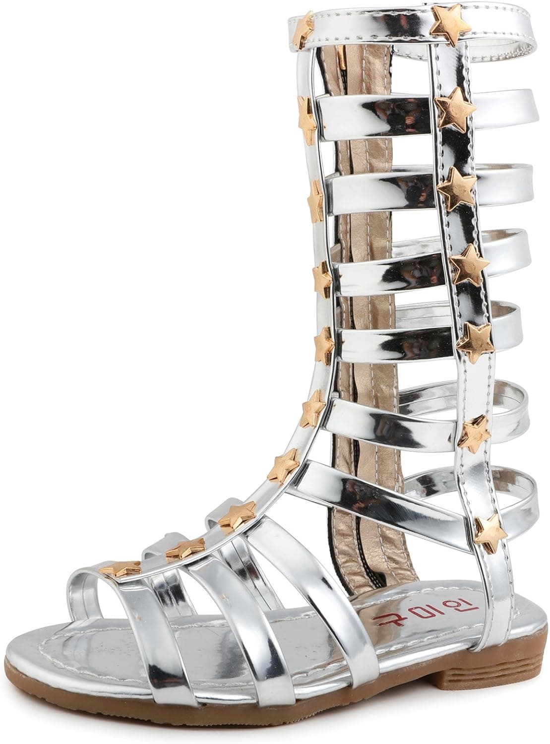 Skeblo Girls Rivet Gladiator Sandals Summer Princess Dress Strappy Flats Zip Up Boots Shoes
