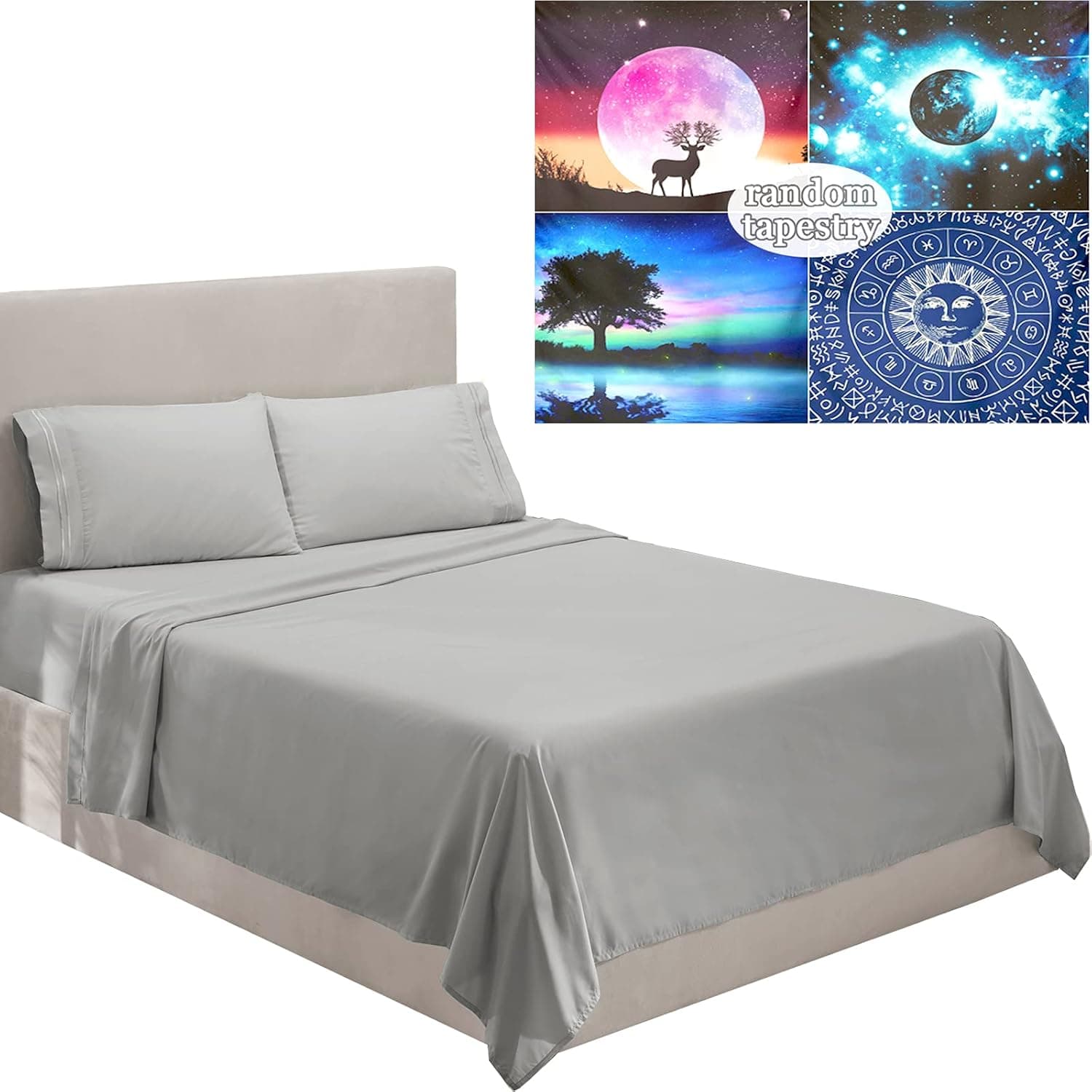 King Size Microfiber Sheet Set - 5 Piece - 2200 Thread Count Extra Soft Luxury Hotel Sheets with 8" - 16" Deep Pocket Bed Sheets Set, Breathable, Comfortable - Grey King Sheets
