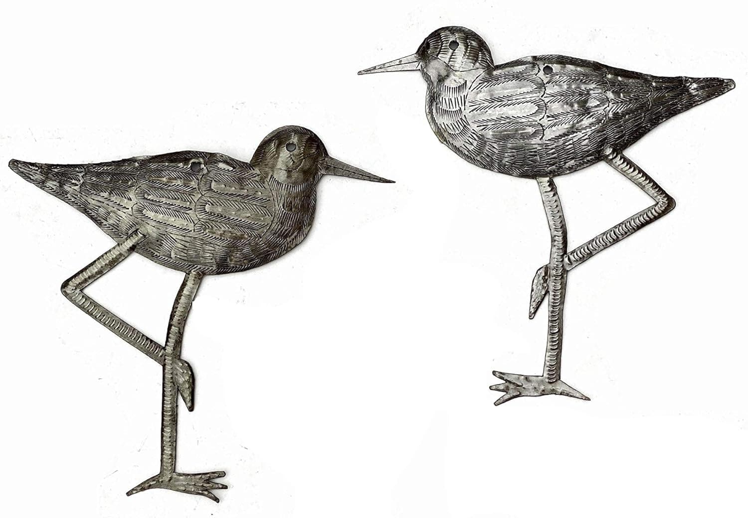 New Sandpiper Coastal Birds, Ornamental Sea Birds, Decorative Home Art, Nature Inspired, Handmade in Haiti, 2, Large, 8.5 In. X 9 In.