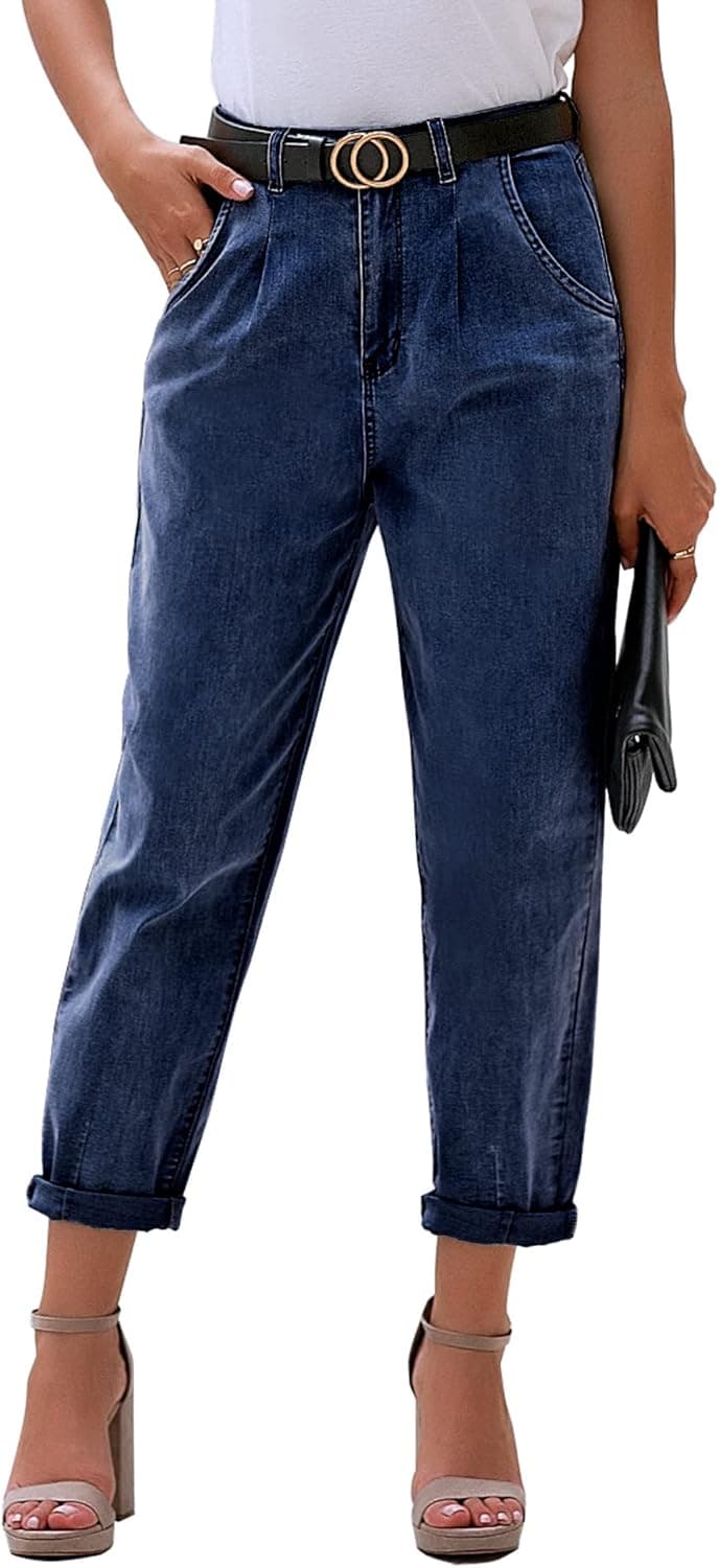 luvamia Women's Classic High Waist Stretch Loose Balloon Tapered Jeans Mom Jeans