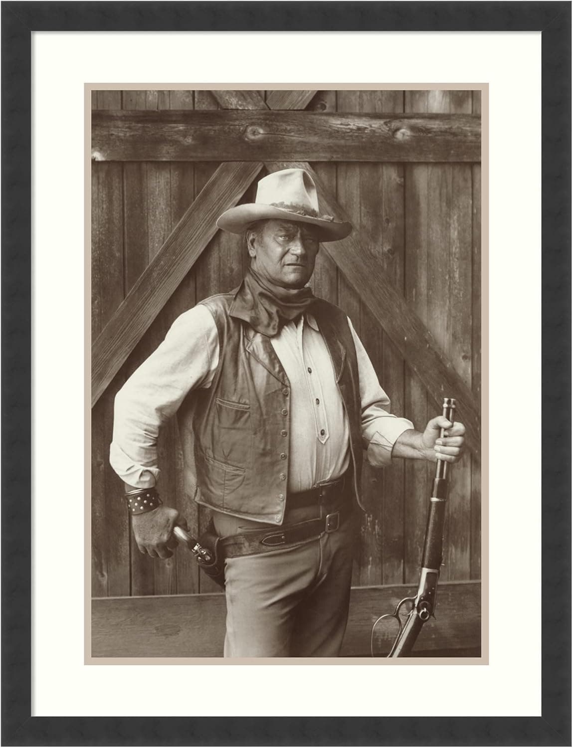 Framed Art Print, 'John Wayne' by Bob Willoughby: Outer Size 24 x 32"
