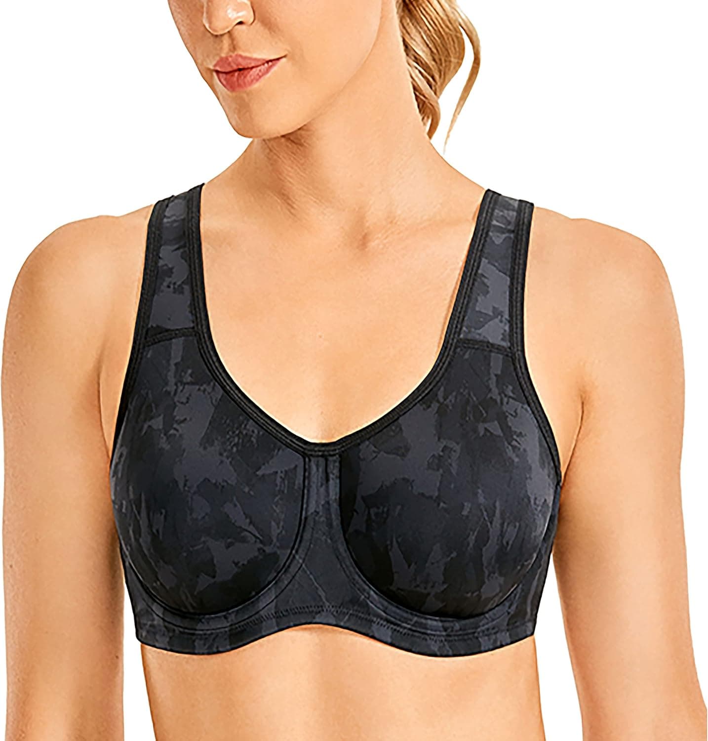 SYROKAN Women's Max Control Underwire Sports Bra High Impact Plus Size with Adjustable Straps