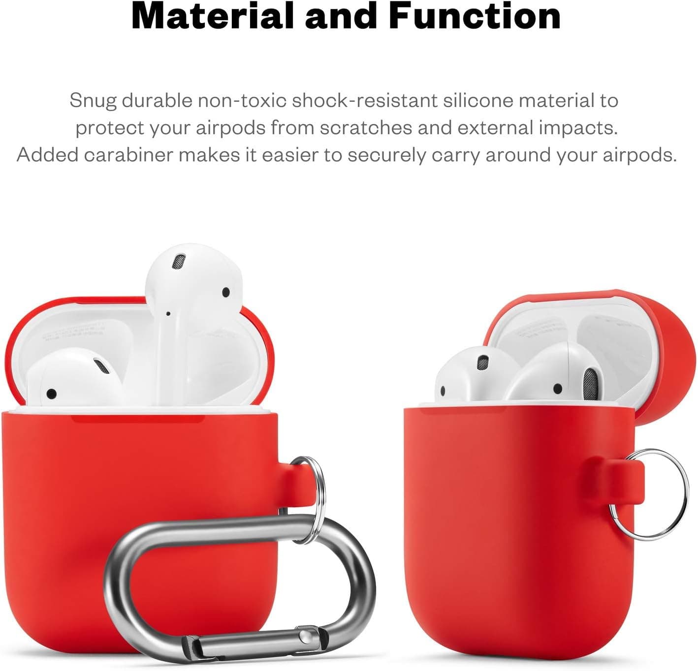 Camyse Airpods Case, Airpod Silicone Skin Cases Cover, Full Protective Durable Shockproof Drop Proof with Keychain Compatible with Apple Airpods Charging Case ,Airpods Accesssories (Red)