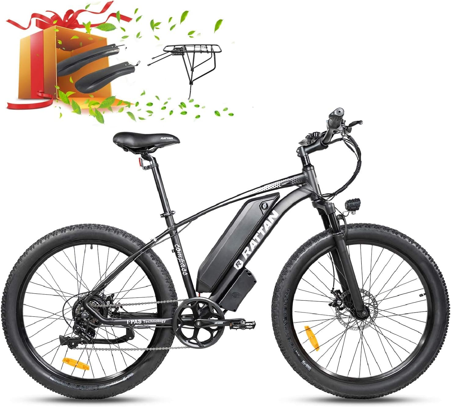 R RATTAN 750W/500W Mountain Electric Bike 26Inch ×4.0"/ 27.5Inch ×2.8" Fat Tire Bike 48V 13AH Lithium Battery I-PAS 7 Speed Adult Bicycle 28MPH/25MPH Beach Snow Commute E-Bike 4.3" Display (27-35-#5)