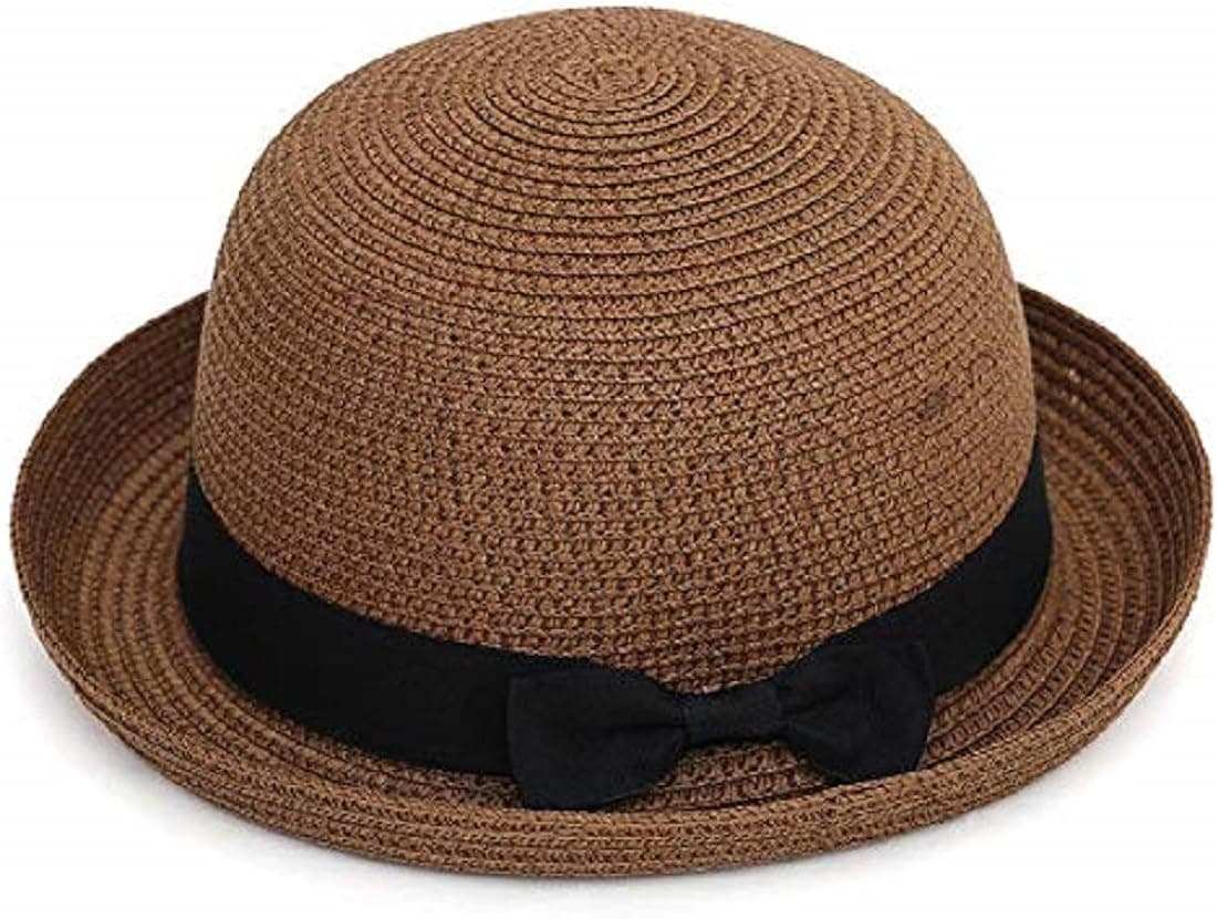 Elonglin Bowler Hats Floppy Straw Hats Rolled Short Brim Wild visor Top Hat