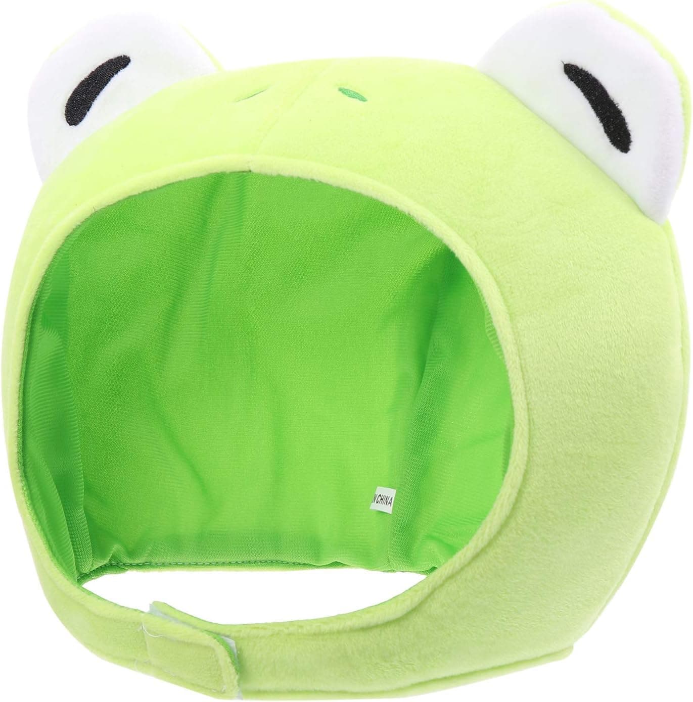 Amosfun hat Frog Ears Bunny finn Hood Froggy The Headband Plush Adult Human Mushroom- Cartoon Shape Hat Funny Photo Prop Performance Headgear Hat Toy (Green)