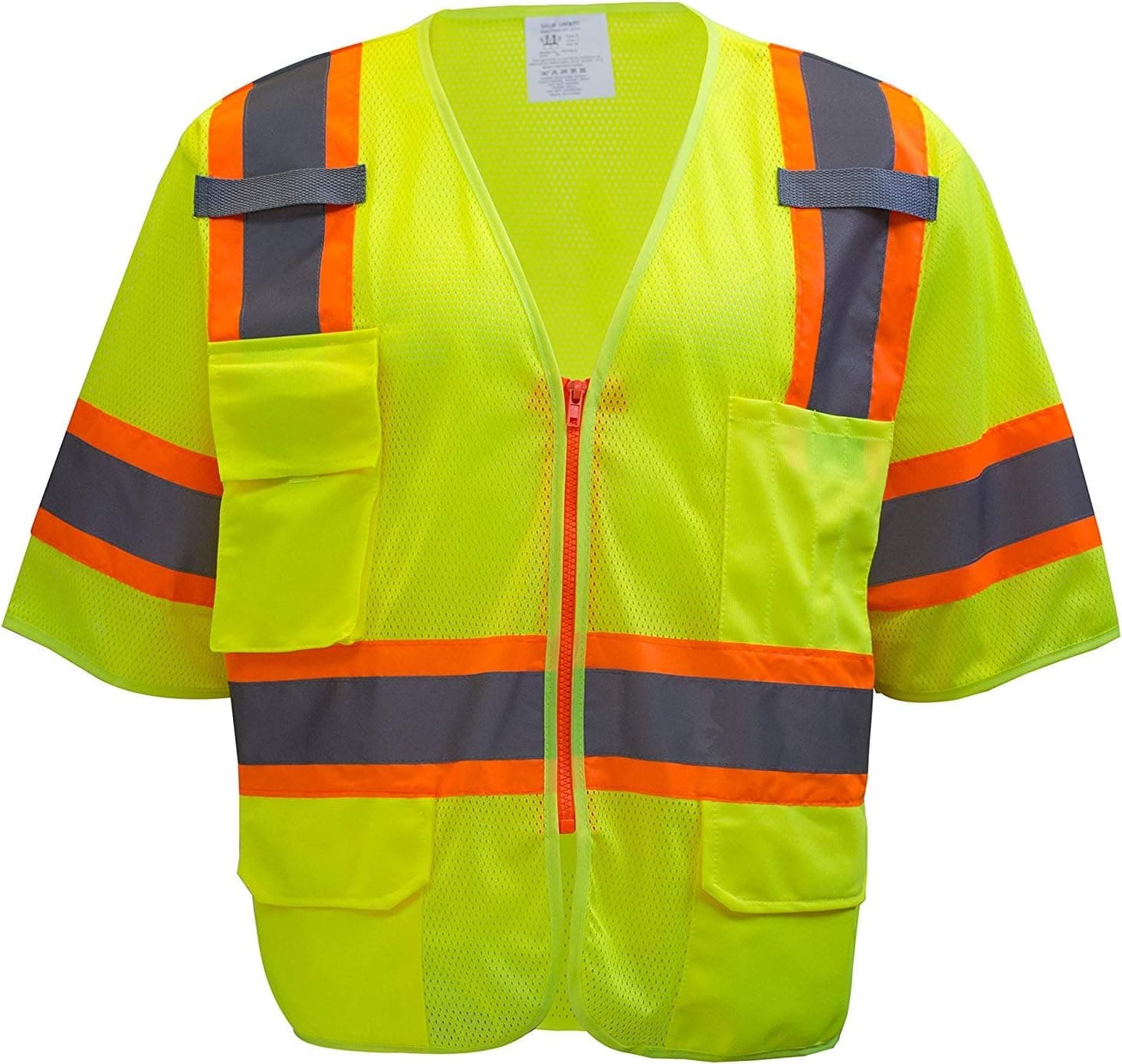 Troy Safety MV7812 Class 3 Two Tones High Visibility Reflective Strips Breathable Ployester Mesh Vest W/Pockets | ANSI ISEA 107-2015 Certified (4XL, Lime)