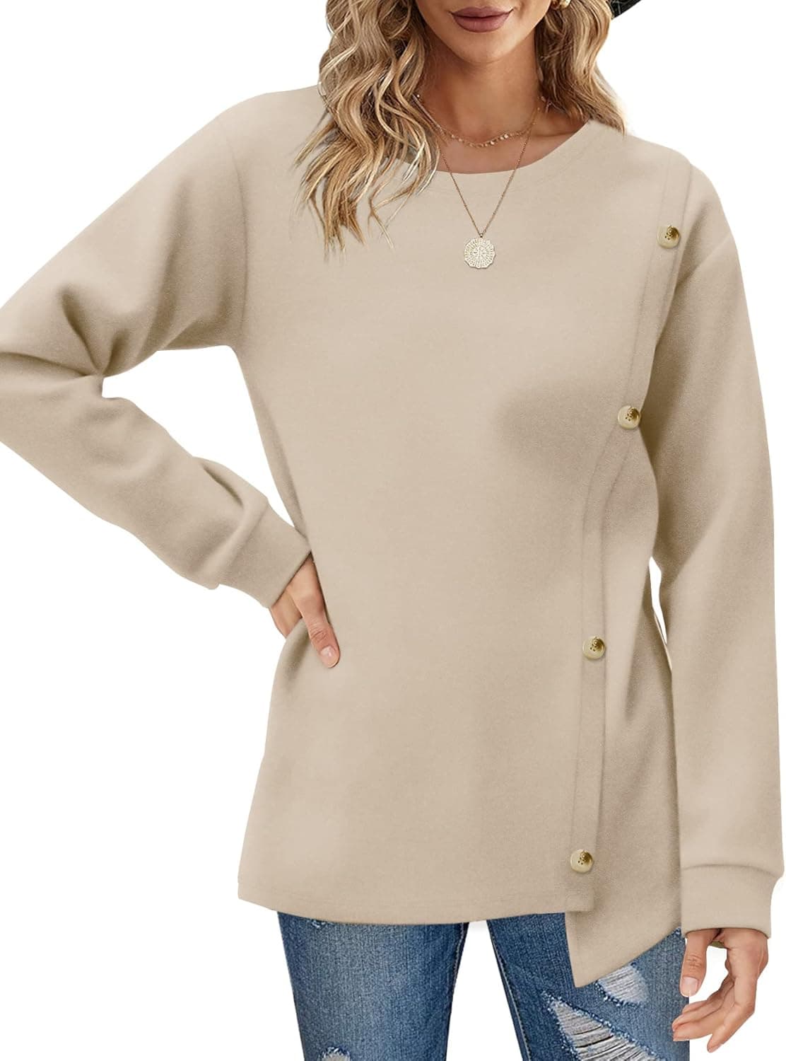 WIHOLL Sweatshirts for women Long Sleeve Crewneck Tunic Tops Pullovers Sweater