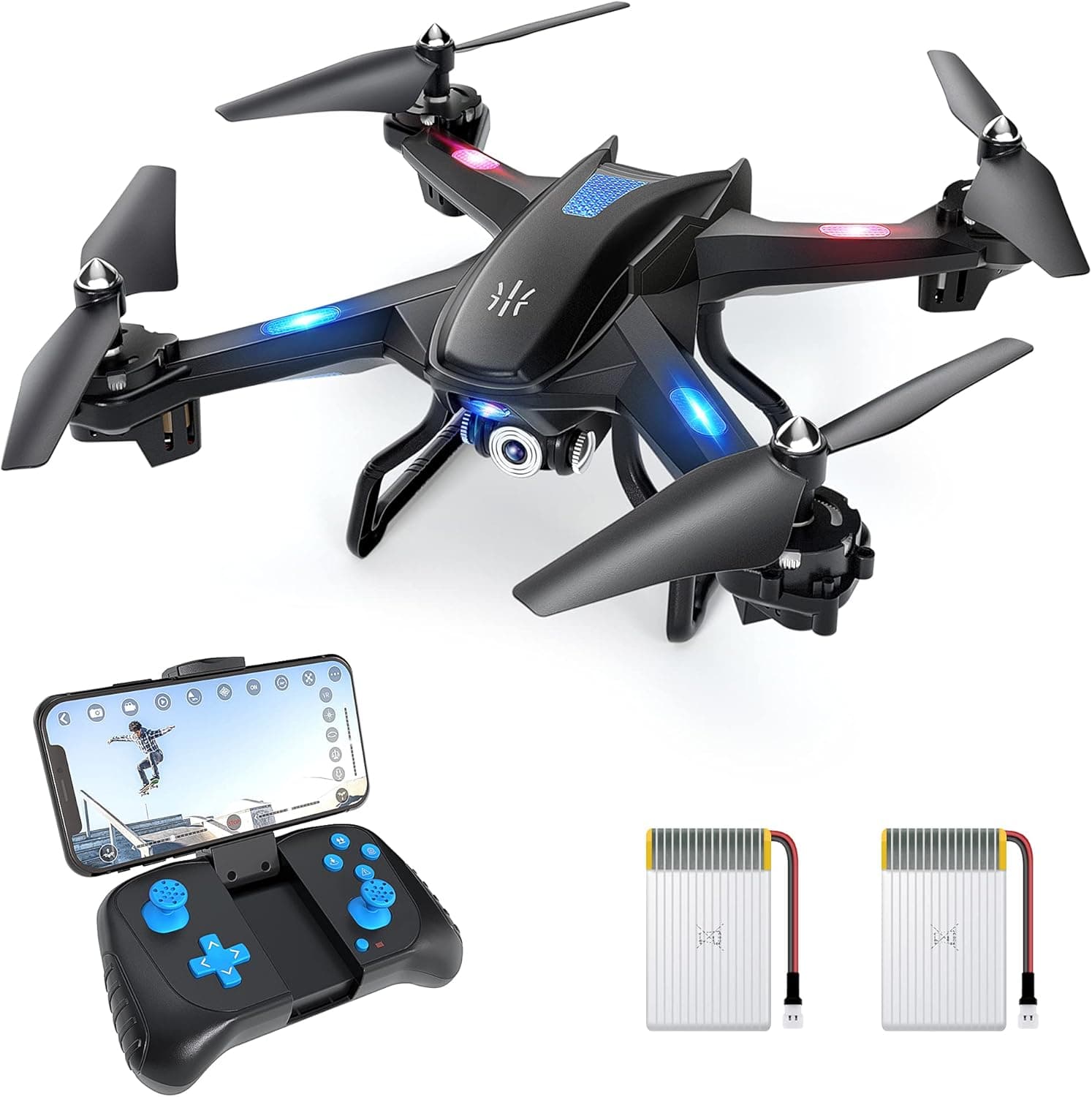 UranHub Drone with Camera for Adults 2K HD Camera FPV Drone for Beginners RC Quadcopter Helicopter with Gesture Control, Voice Control, Trajectory Flight, Headless Mode, Compatible with VR Glasses