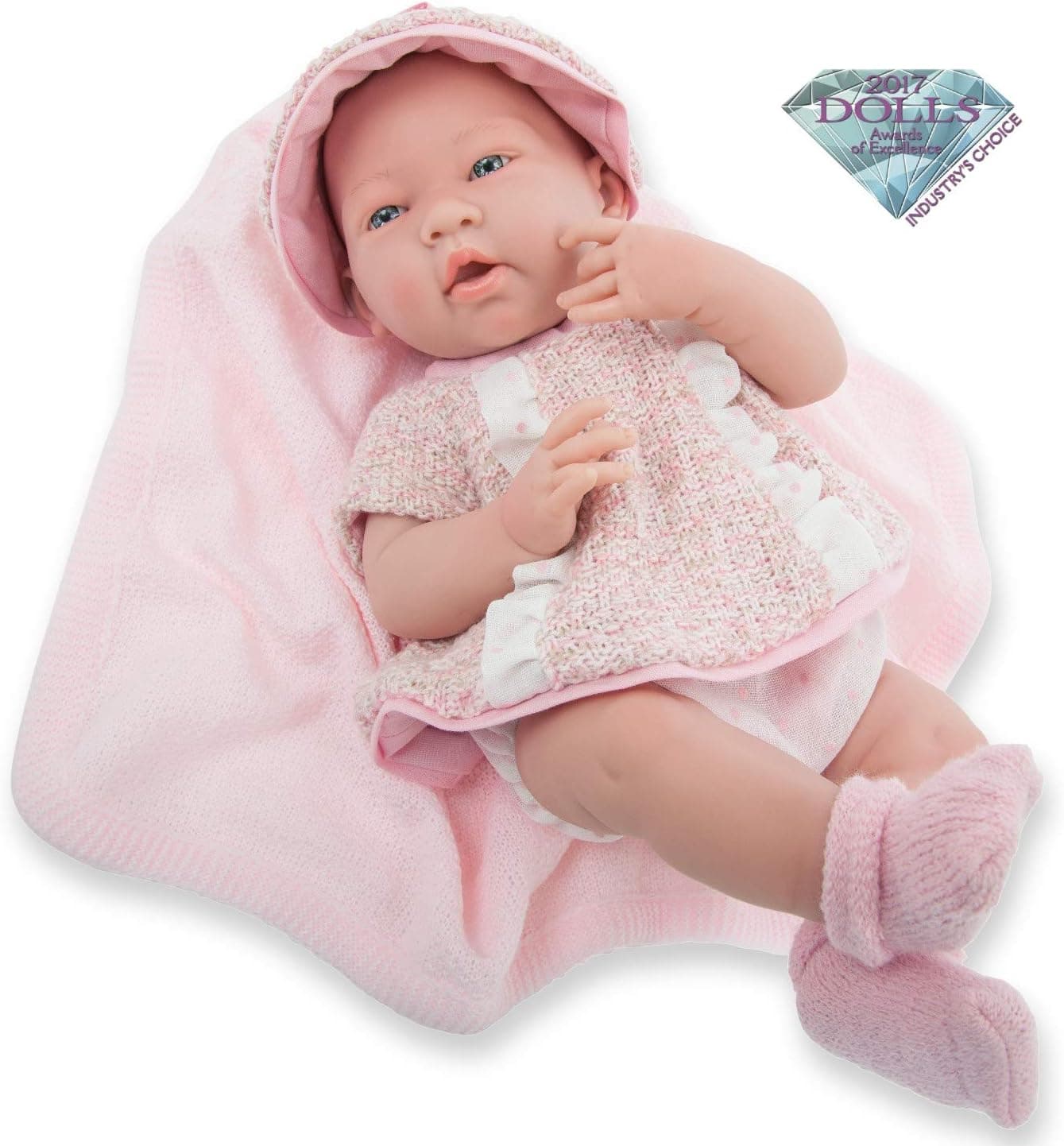 JC Toys La Newborn Real Girl Baby Doll, Rose