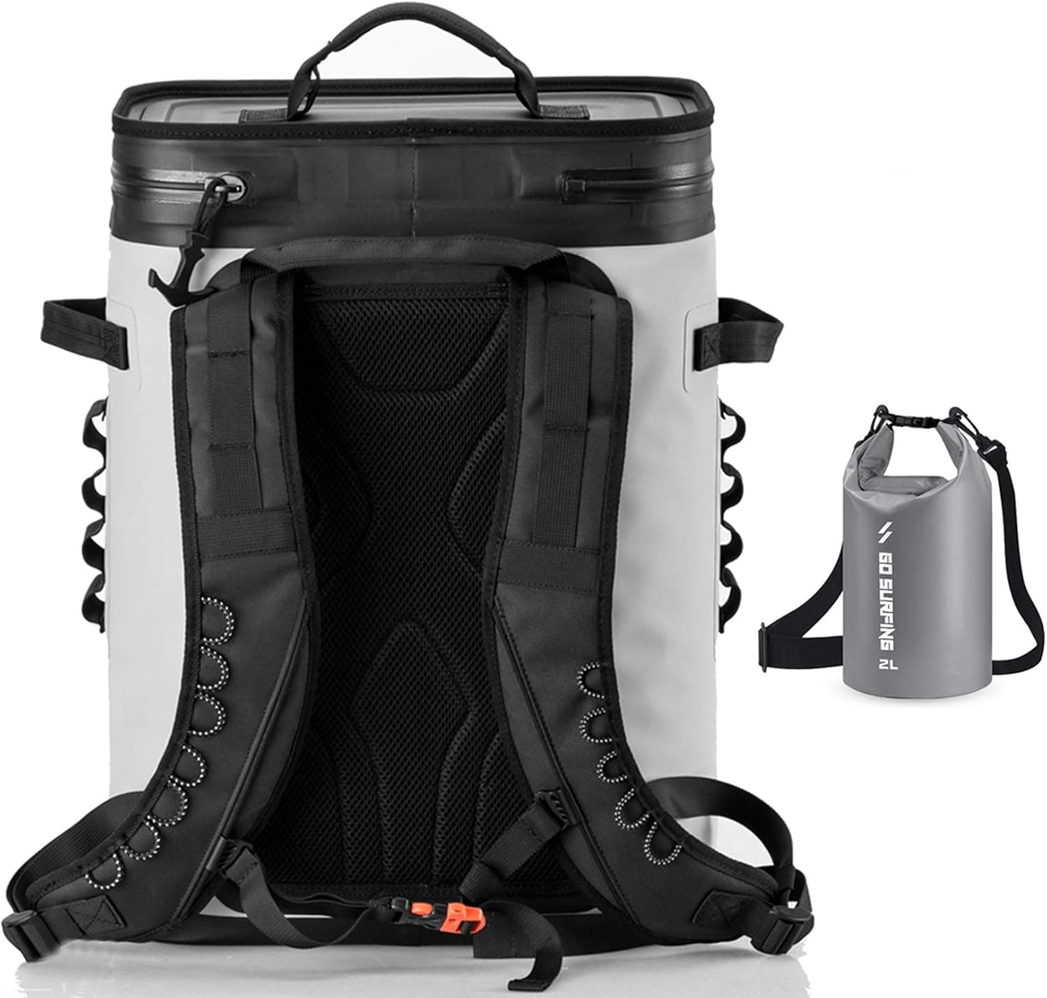 CbRSPORTS Cooler Backpack Insulated Leak-Proof Cooler Bag, Soft Sided Cooler Waterproof Large Capacity Backpack 36 Cans Cooler Holds with 2L Dry Bag for Men Women to Camping Hiking Fishing Beach