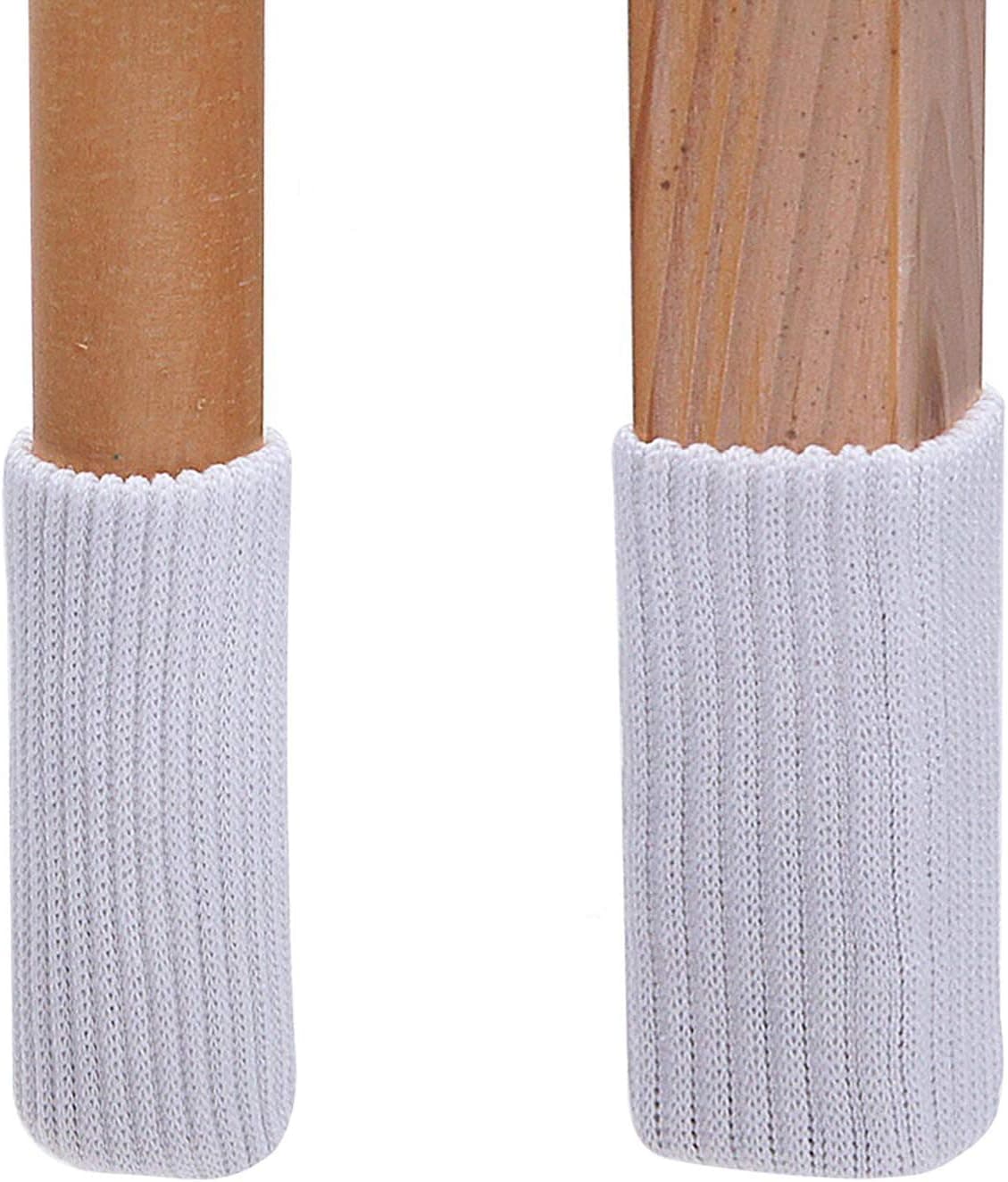 TEKEFT 20PCS Chair Socks, Furniture Leg Feet Wood Floor Protectors Set, Cross Knitted (White)