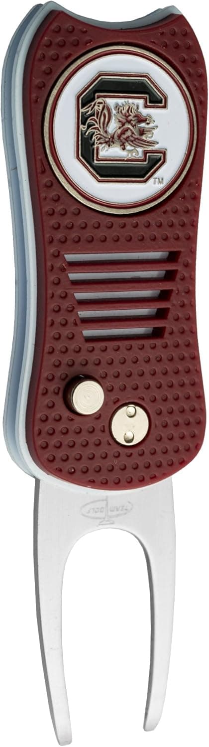 Team Golf NCAA Switchblade Divot Tool with Double-Sided Magnetic Ball Marker- Features Patented Single Prong Design- Causes Less Damage to Greens- Switchblade Mechanism