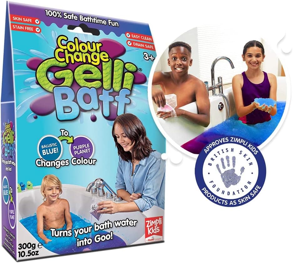Colour Change Gelli Baff Blue to Purple from Zimpli Kids, Turns water into thick, colourful goo, DIY Children’s Creative Toy, Tuff Tray Activity Toys, Learning through Play