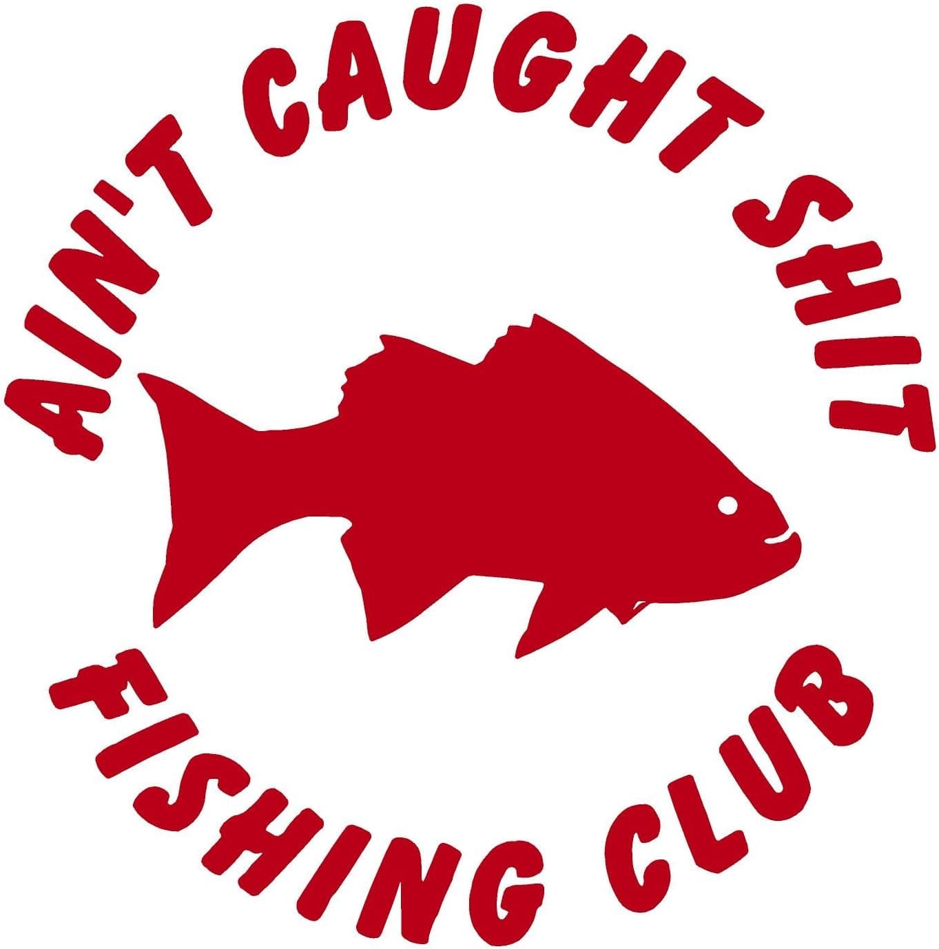 Crawford Graphix Fishing Club Fish Funny Car Boat Hunting Fishing Sticker Decal (5.5", Red)