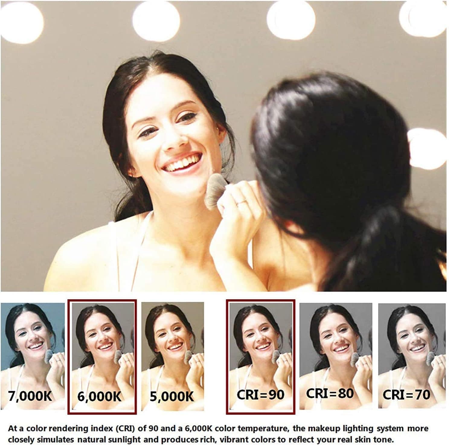 [US in Stock] LED Vanity Mirror Lights Kit with 10 Dimmable Light Bulbs for Makeup Dressing Table and Power Supply Plug in Lighting Fixture Strip, White (No Mirror Included)