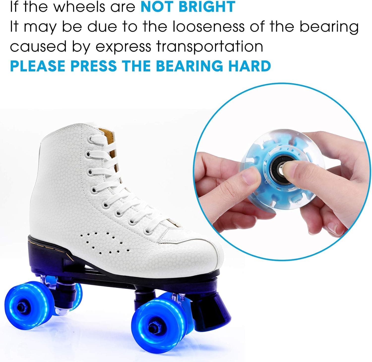 8 Piece LED Light up Roller Skate Wheels Luminous Skate Wheels with Skate Roller Bearings 32 x 58 mm