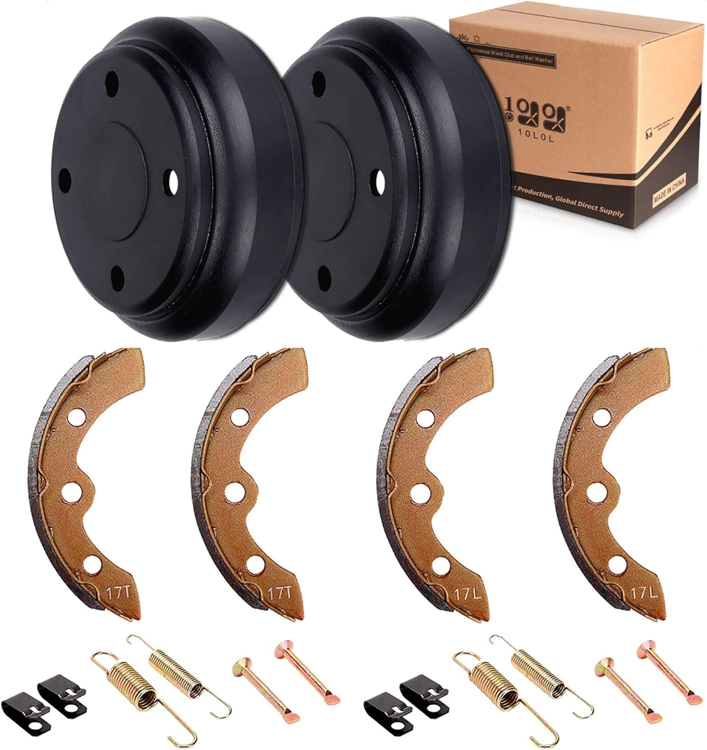 10L0L Golf Cart Brake Drums & Brake Shoes Deluxe Set for Golf Cart Club Cart DS Precedent (Gas/Electric) with Brake Shoes Spring Kit