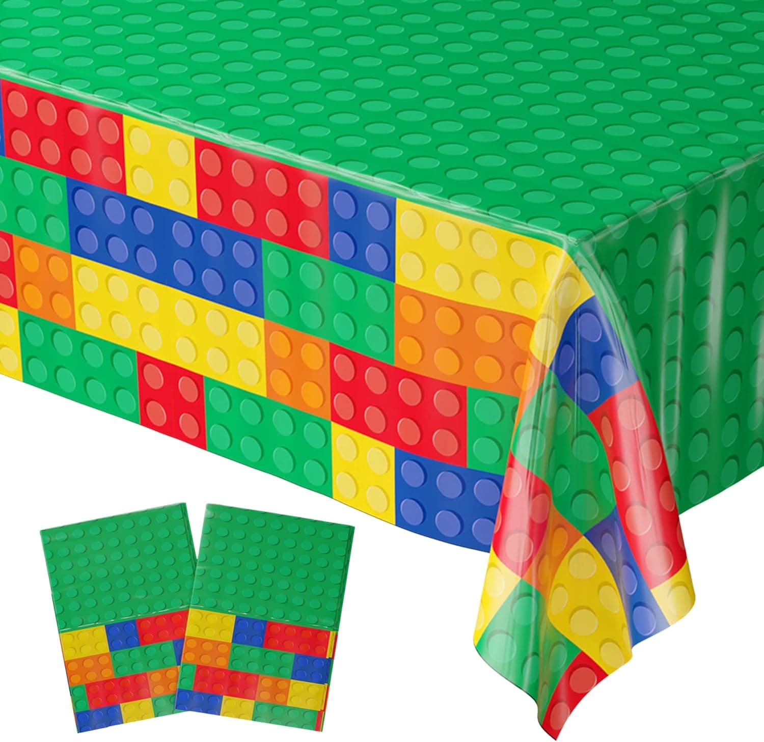 Blue Orchards Brick Table Covers (Pack of 2) - 54"x108" XL - Building Blocks Party, Gamer Birthday Party Supplies, Building Blocks Birthday, Kids Birthday Party, Birthday Decorations for Boys