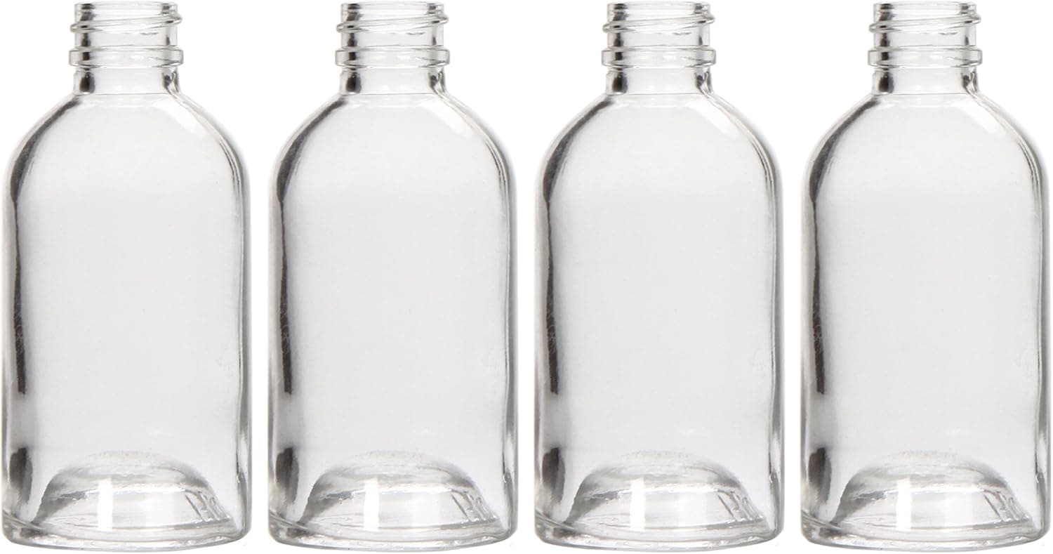 Hosley Set of 4 Diffuser Boston Round Style Glass Diffuser Bottles 85 Milliliter (Bottles Only) Great for Storing Essential Oils Do it Yourself Diffusers Craft Projects Wedding Party O6