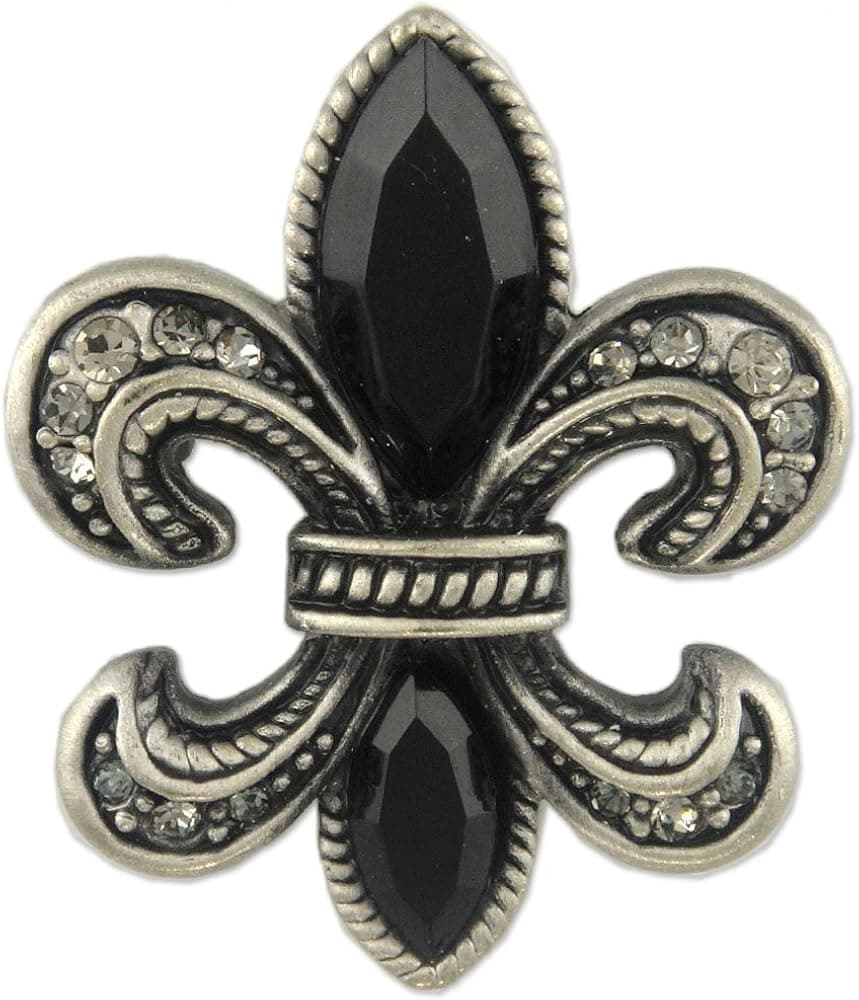 Women's Crystal Antique Black Fleur De LYS Brooch Pin Made with Swarovski Elements