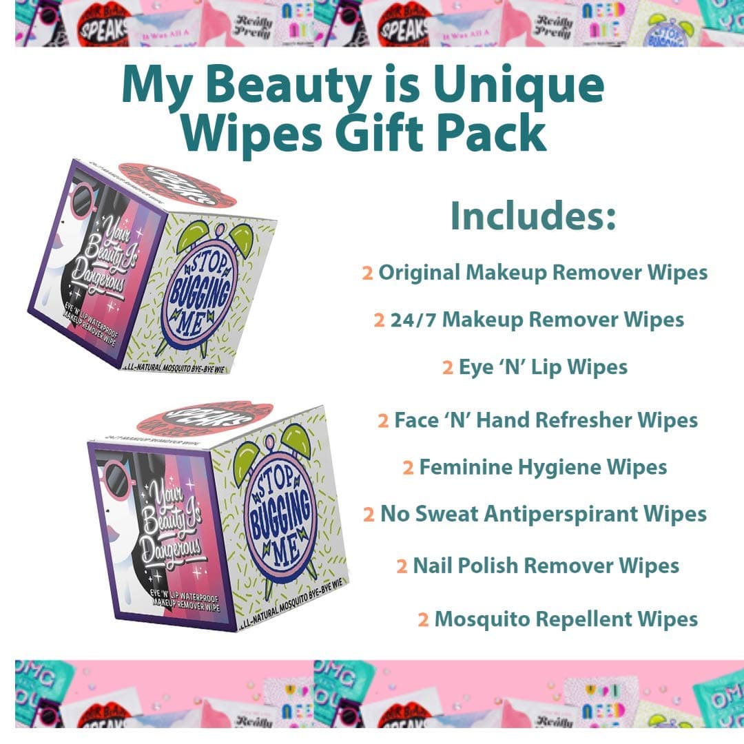 La Fresh My Beauty Is Unique Beauty Wipes Gift Pack - Contains 16 Individually Wrapped Wet Wipes Variety For Personal Care and Travel Essentials
