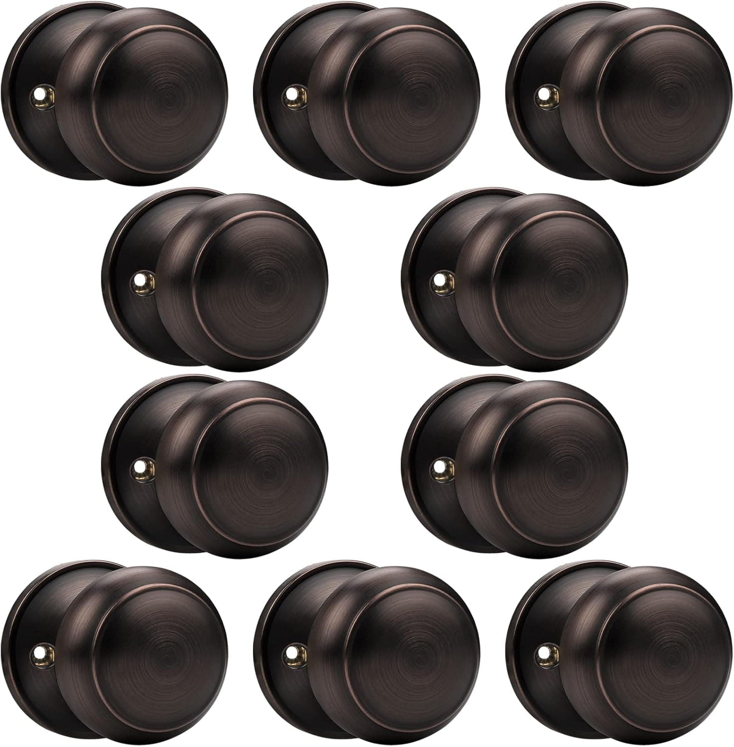 Probrico Flat Ball Single Dummy Door Knobs Non-Turning Interior Door Handles, Oil Rubbed Bronze, 10 Pack