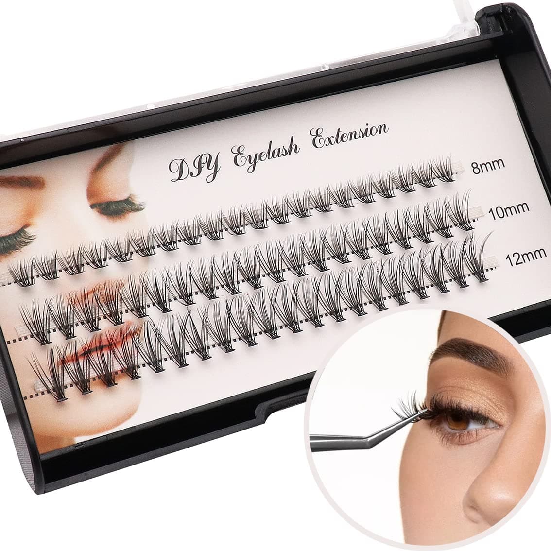 Veleasha Lash Clusters Classic Style Natural Long Individual Lashes 20 Roots C Curl 0.07mm Eyelash Extension (Classic 8-12mm)
