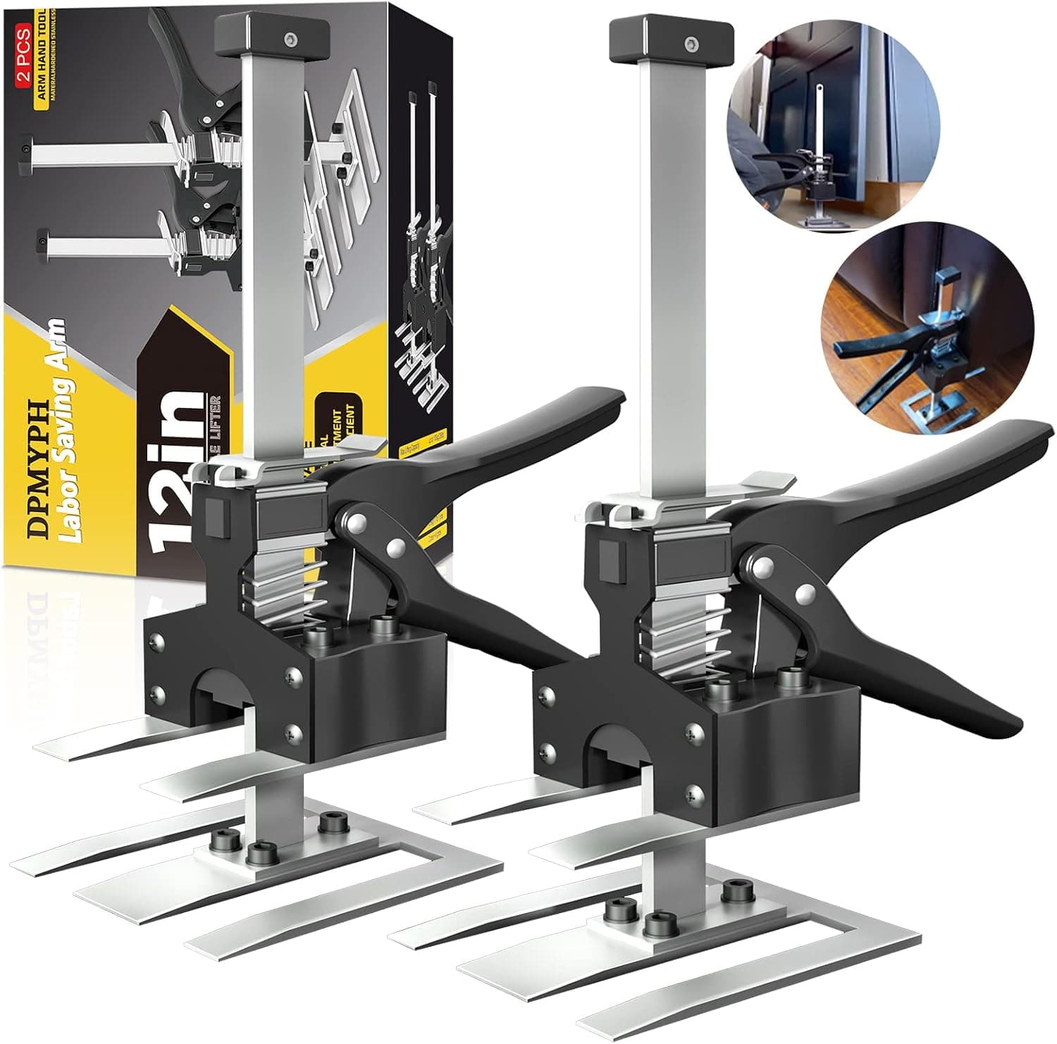Labor Saving Arm Jack 2 Packs, 12-inch Arm Tool Lift, Drywall Lift, Hand Jack Lift Tool for Wall Tile Lift and Positioning Aid, Multi-Function Cabinet Jack Board Lifter, Men's Labor-Saving Tool
