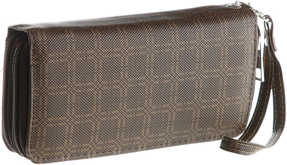 Patzino" Checkerboard” Women's Zippered Wallet Purse Wristlet Clutch (EEWA62Y)