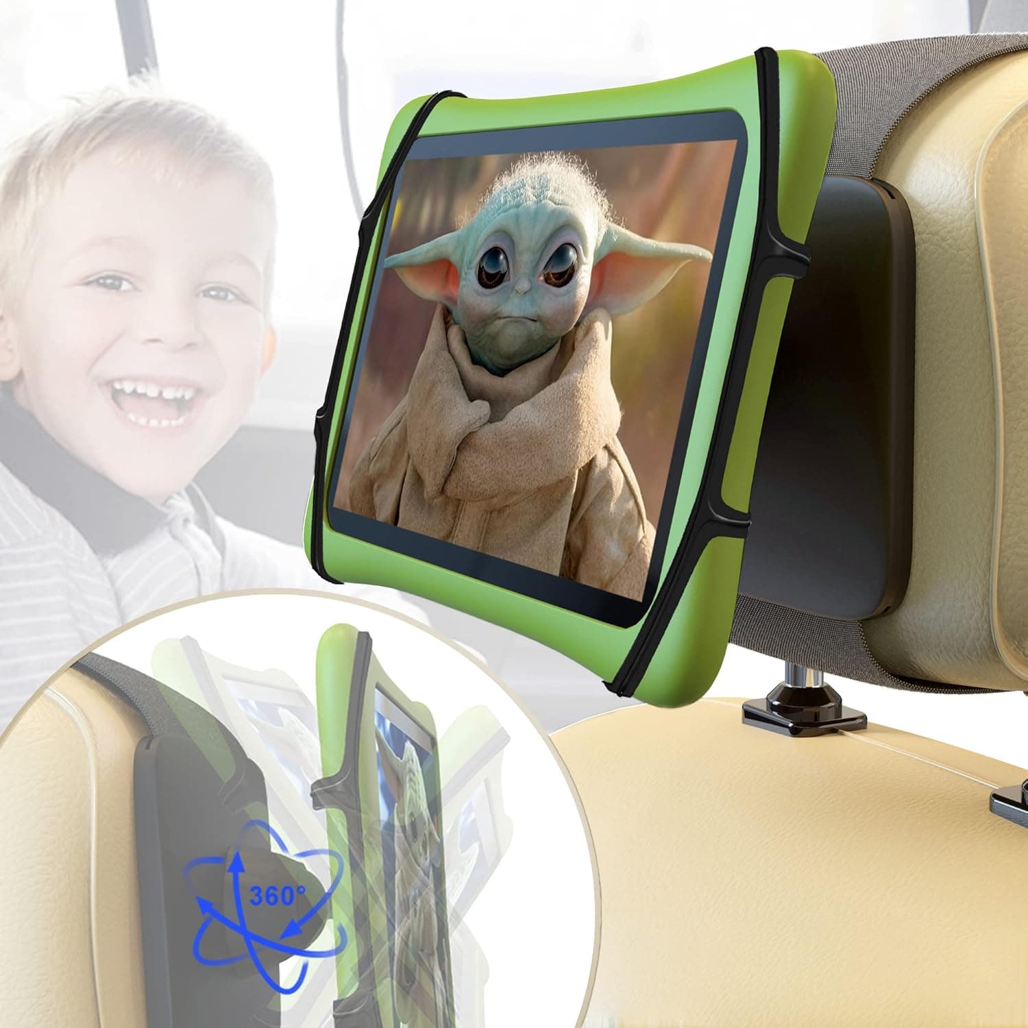 Watana Tablet iPad Holder for Car Headrest, Back Seats Rear Facing Tablet Car Holder 360° Rotatable iPad Car Mount for Kids, Toddlers, Fits 7-11" iPad Pro Air Mini, Kids Fire HD