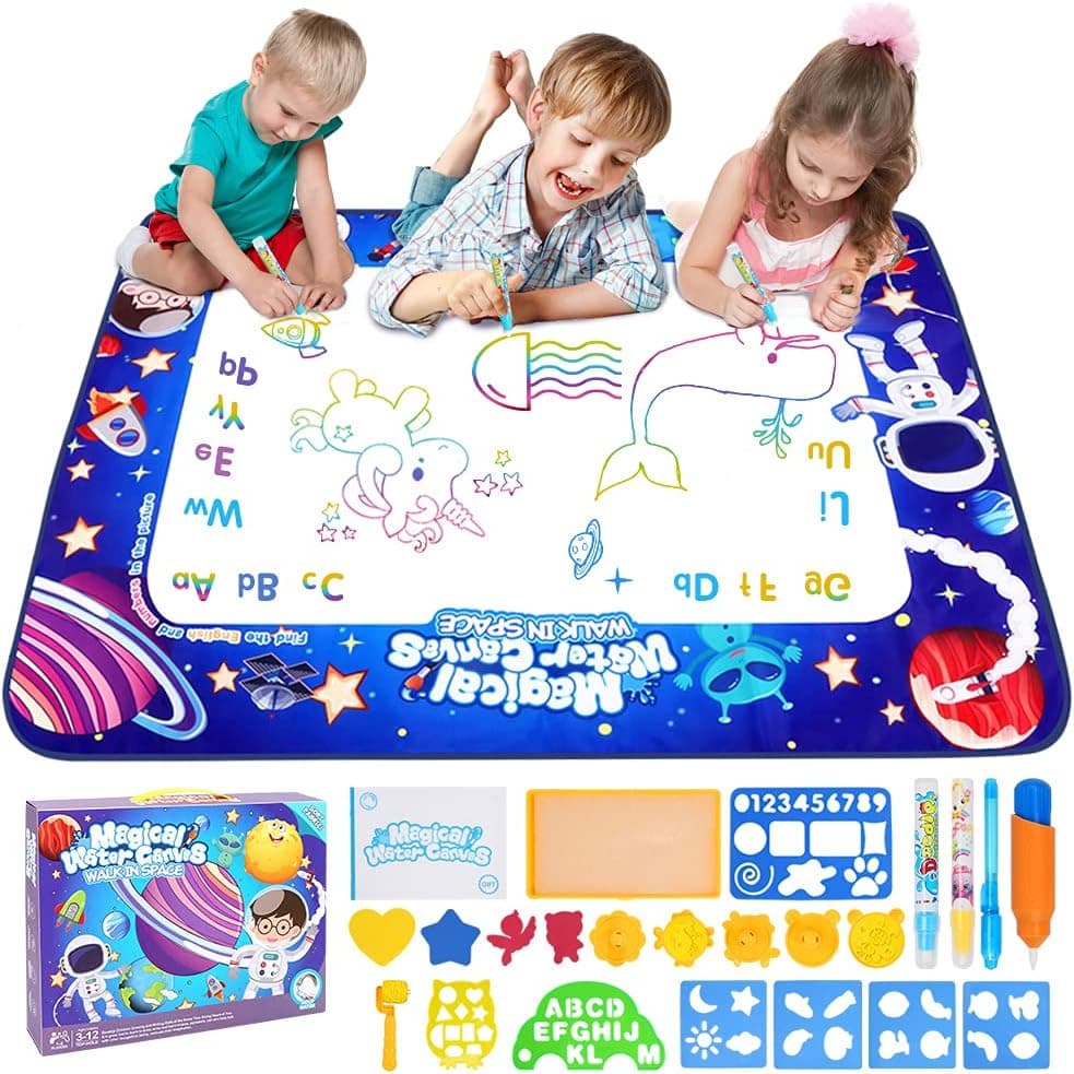 Doodle mat for kids Aqua magic drawing mat Washable markers - Coloring for kids Play mat boys and girls toy gifts Letters and Numbers Learning Toy for Painting