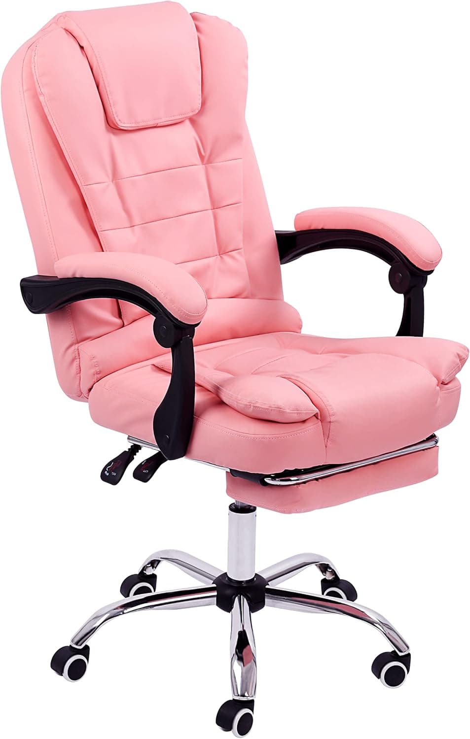Pink Gaming Chair, Cute Computer Office Chair with footrest Ergonomic Gaming Chair Pink Kawaii Adjustable Swivel Racing Executive Massage Chair with High Backrest Lumbar Support Retractable Footrest
