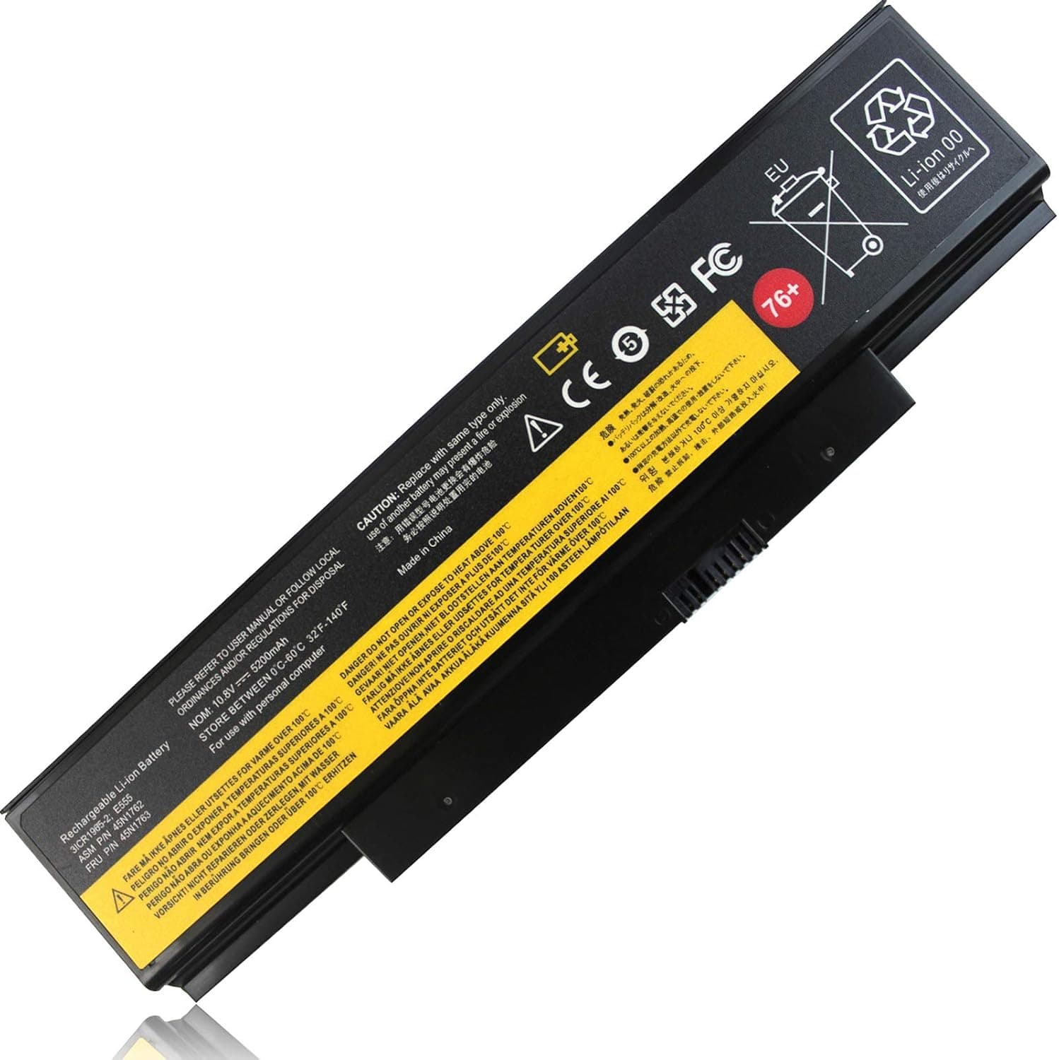 Yongerwy 76+ 45N1761 45N1762 Battery 45N1758 45N1759 Compatible for Lenovo ThinkPad (Edge) E550 E550C E555 E560 E565 Series 45N1760 45N1763 45N15E9 45N8961 45NE560 45NYU63 45R6758 4X50G59217