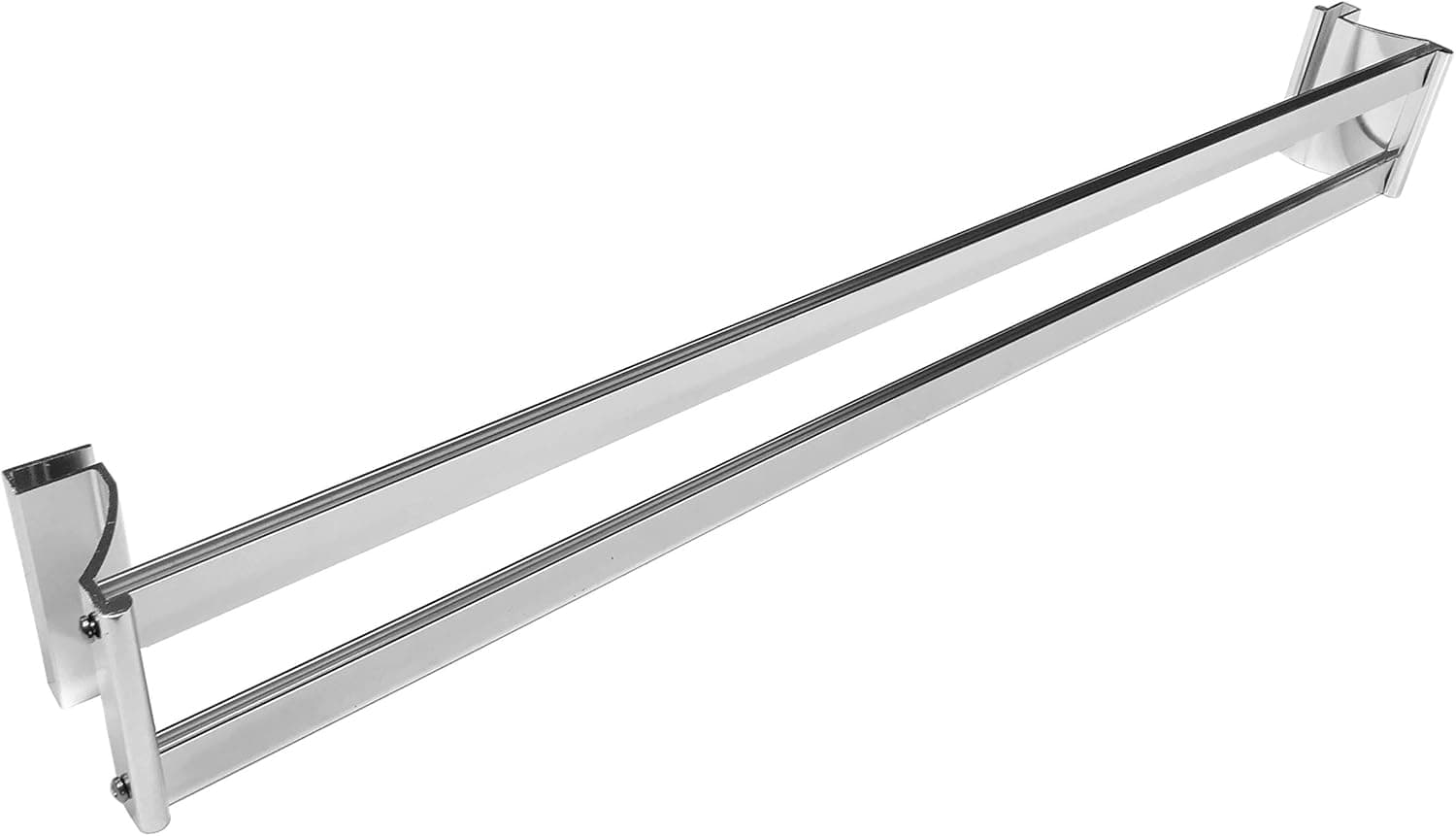 TechnologyLK Chrome Sliding Frameless Shower Door Double Towel Bar Kit - 30" Long