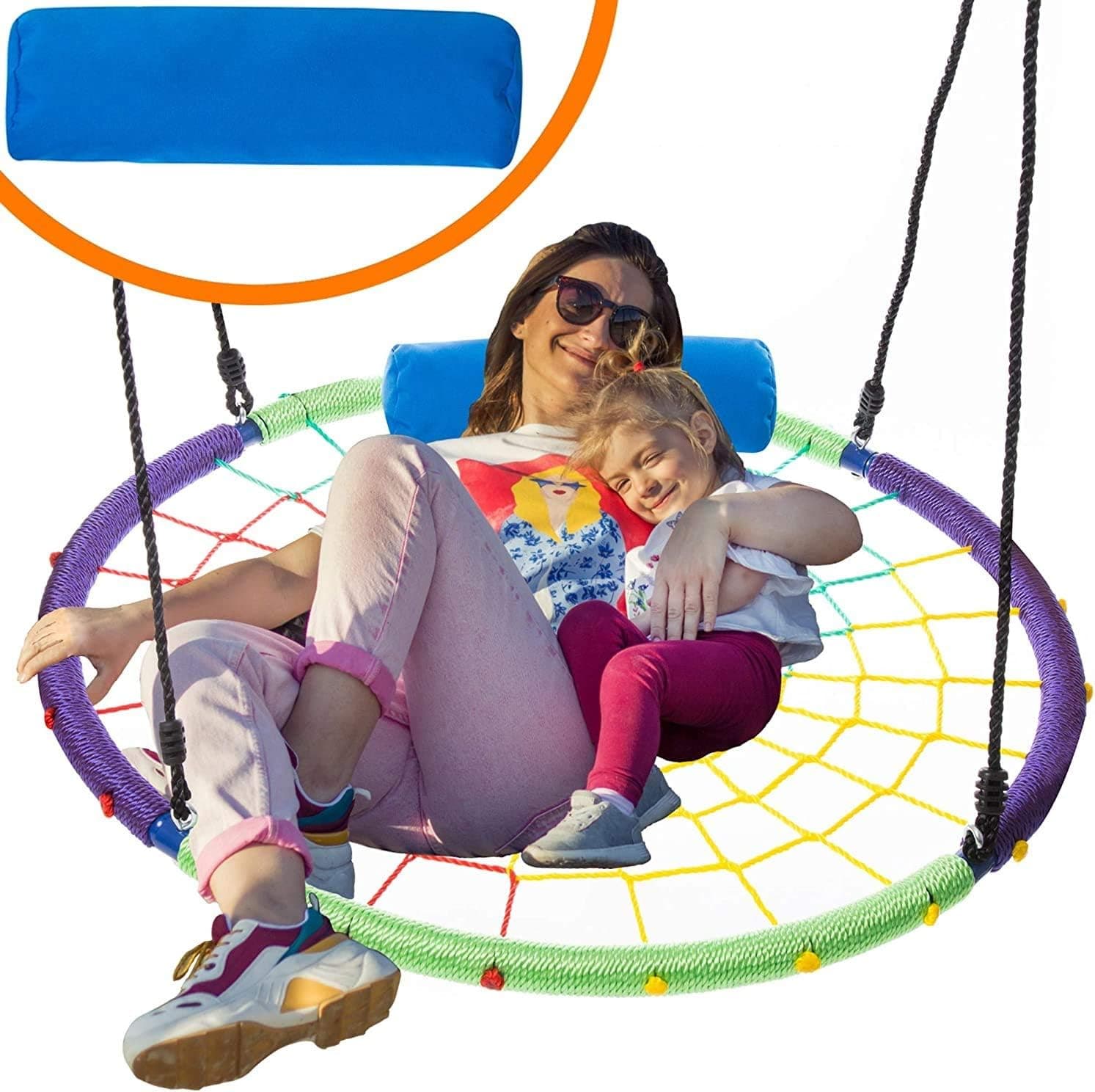 Outdoor Round Tree Swing for Kids - 40" Round Saucer Swing - Large Tree Swings for Children with Hanging Kit - Heavy Duty 700 lbs Disk Swing