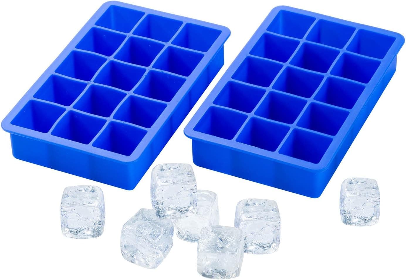 Sorbus 15 Cavity Jumbo Silicone Ice Cube Tray, Blue (Set of 2)