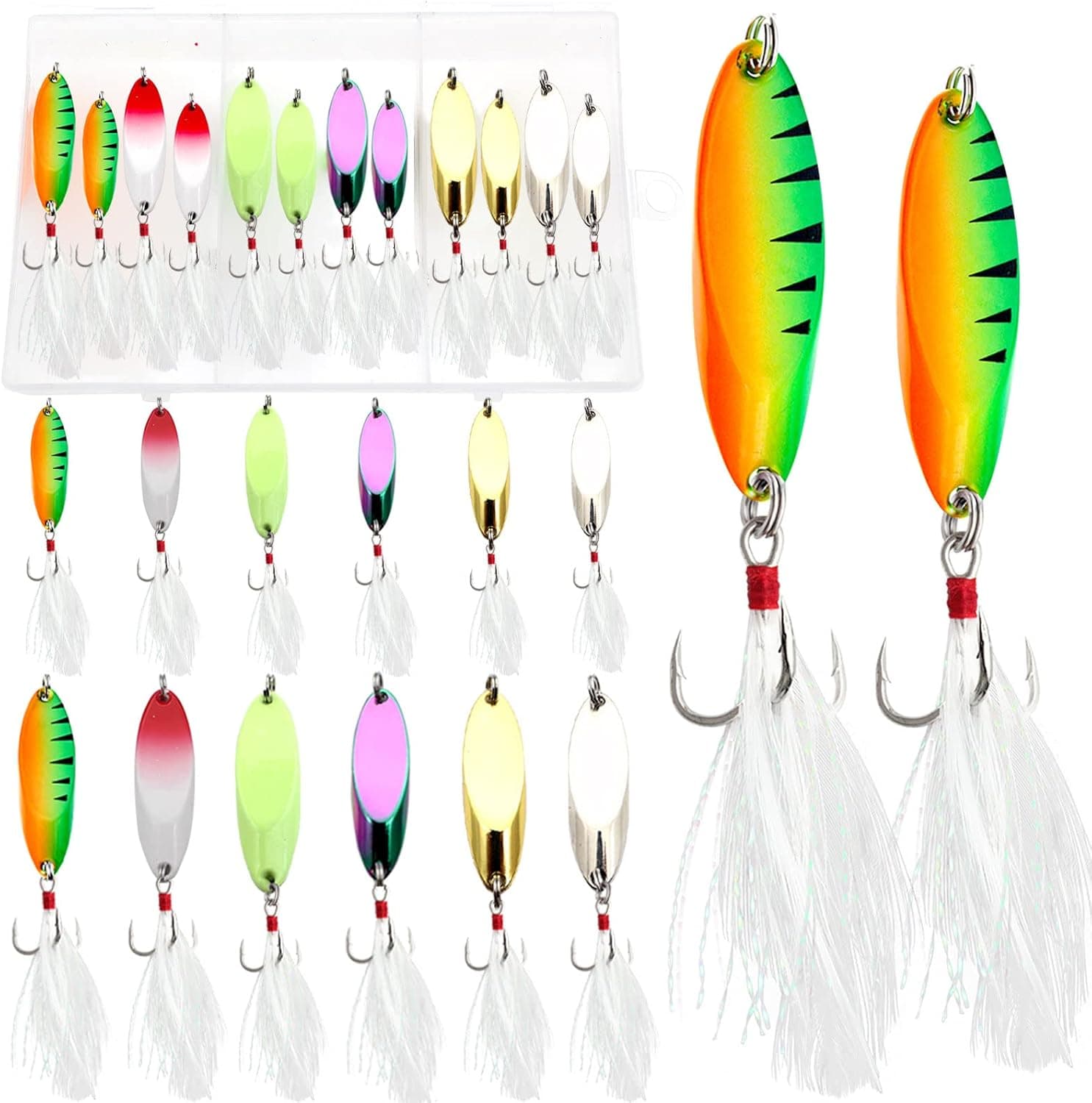 Fishing Jigs Metal Fishing Spoons Lures, Blade Bait Spinner Long Casting Jigging Spoon Lure Vertical Hard VIB Swimbait for Walleye Bass Trout Freshwater & Saltwater