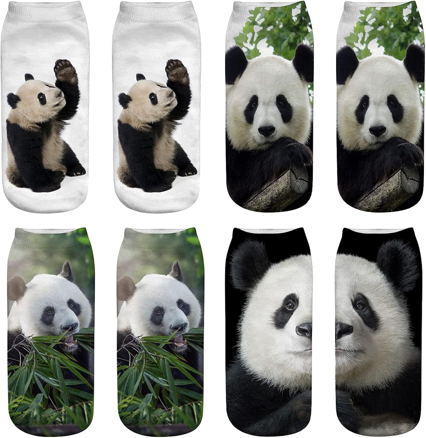 4PCS Panda Ankle Socks Women's Cute Animals Socks Cotton Panda Socks Gift for Girls