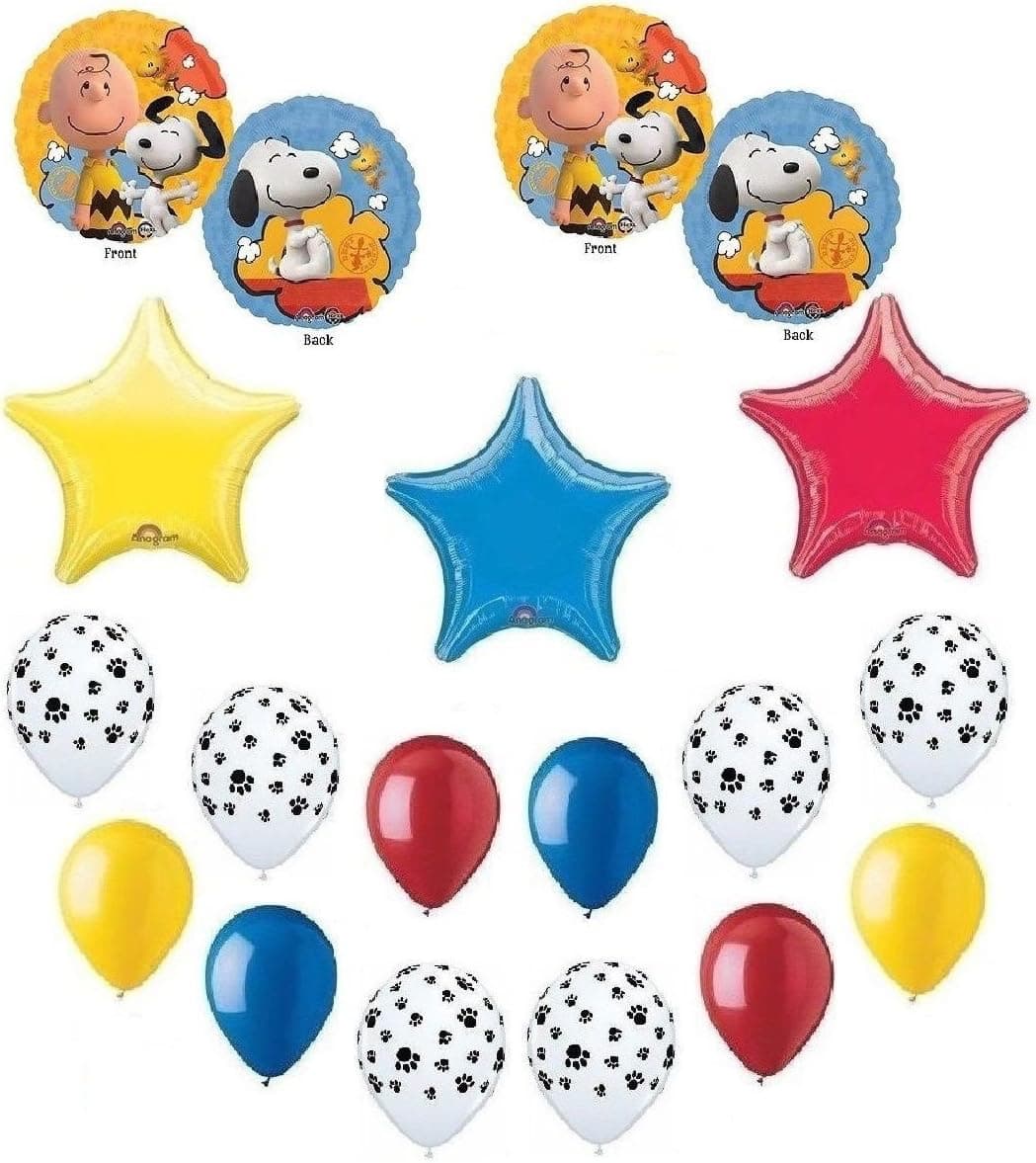 SNOOPY Dog Woodstock PEANUTS PUPPY 17 Party Mylar Latex Colorful BALLOONS Set