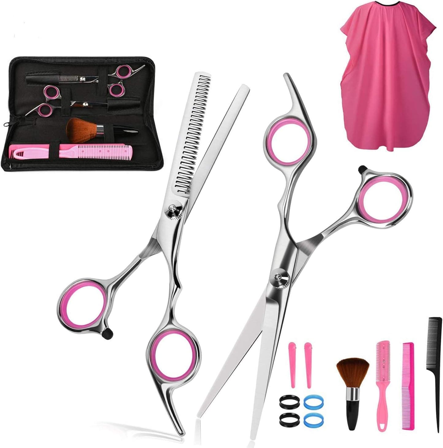 Panta 12 PCS Hair Cutting Shears Set, Premium Stainless Steel Haircut Set with Hair Scissors, Thinning shears, Barber Cape, Combs, Clips, Professional Hairdressing Shears Kit for Barber, Salon, Home