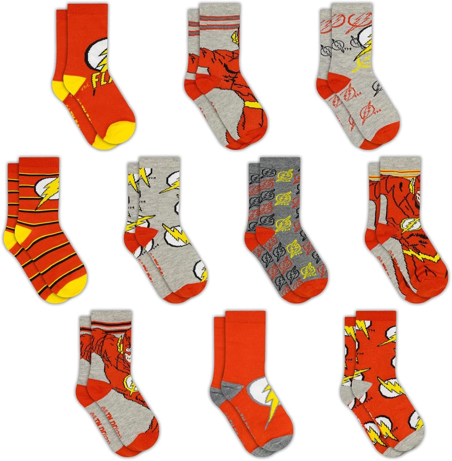 DC Comics Socks for Boys, 10-Pack Boys Socks, Toddler Socks with The Batman, Superman, Wonder Woman, & Flash